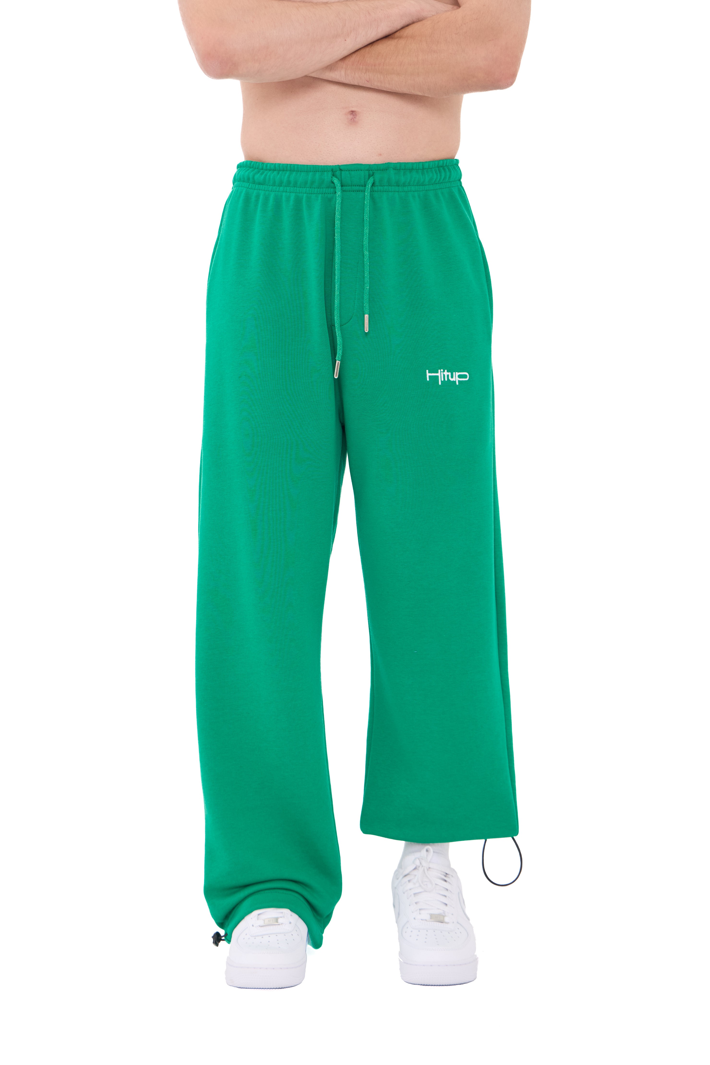  Hitup Nakışlı Premium Ayarlanabilir Paça Oversize Eşofman Altı  - YEŞİL