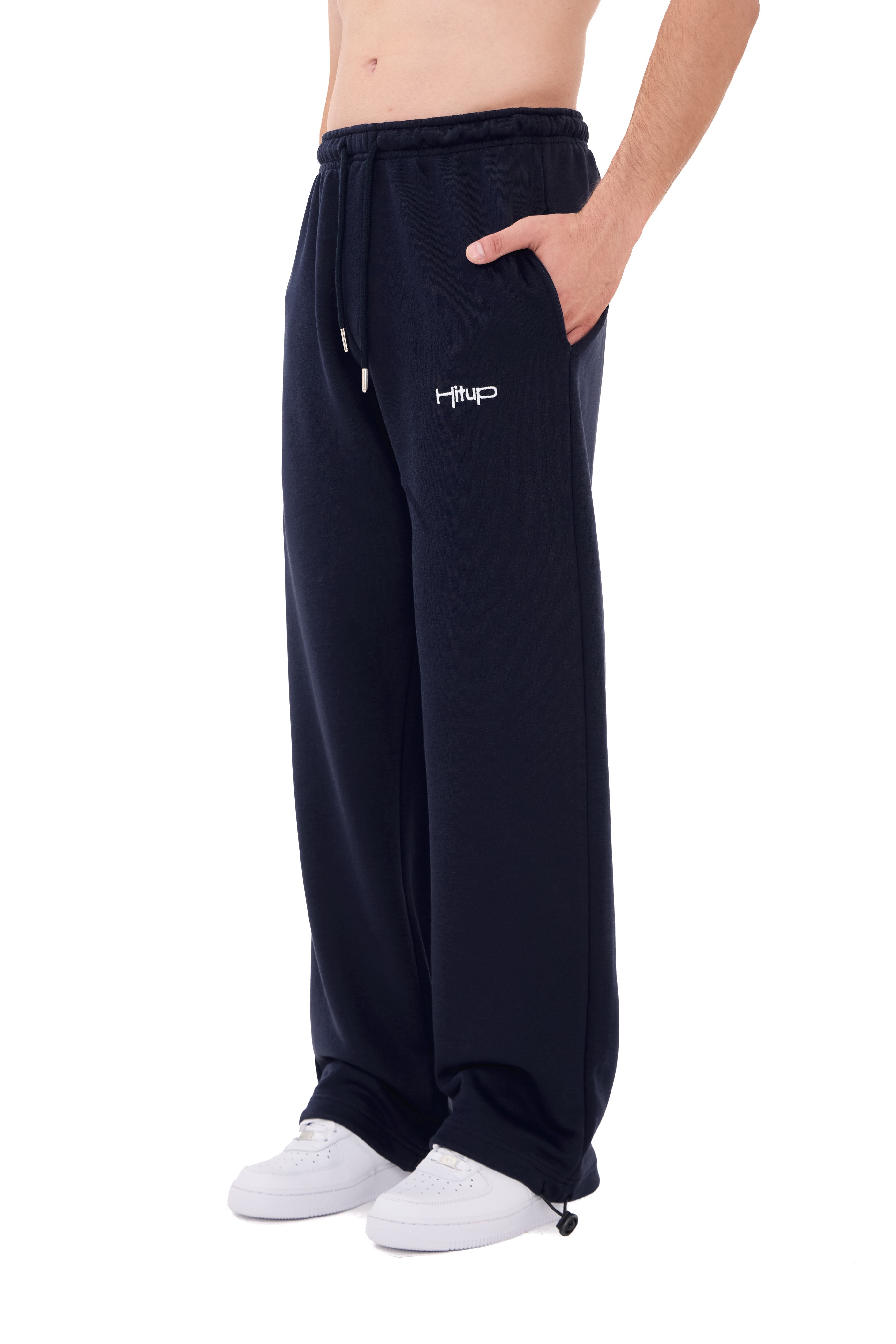  Hitup Nakışlı Premium Ayarlanabilir Paça Oversize Eşofman Altı  - LACİVERT