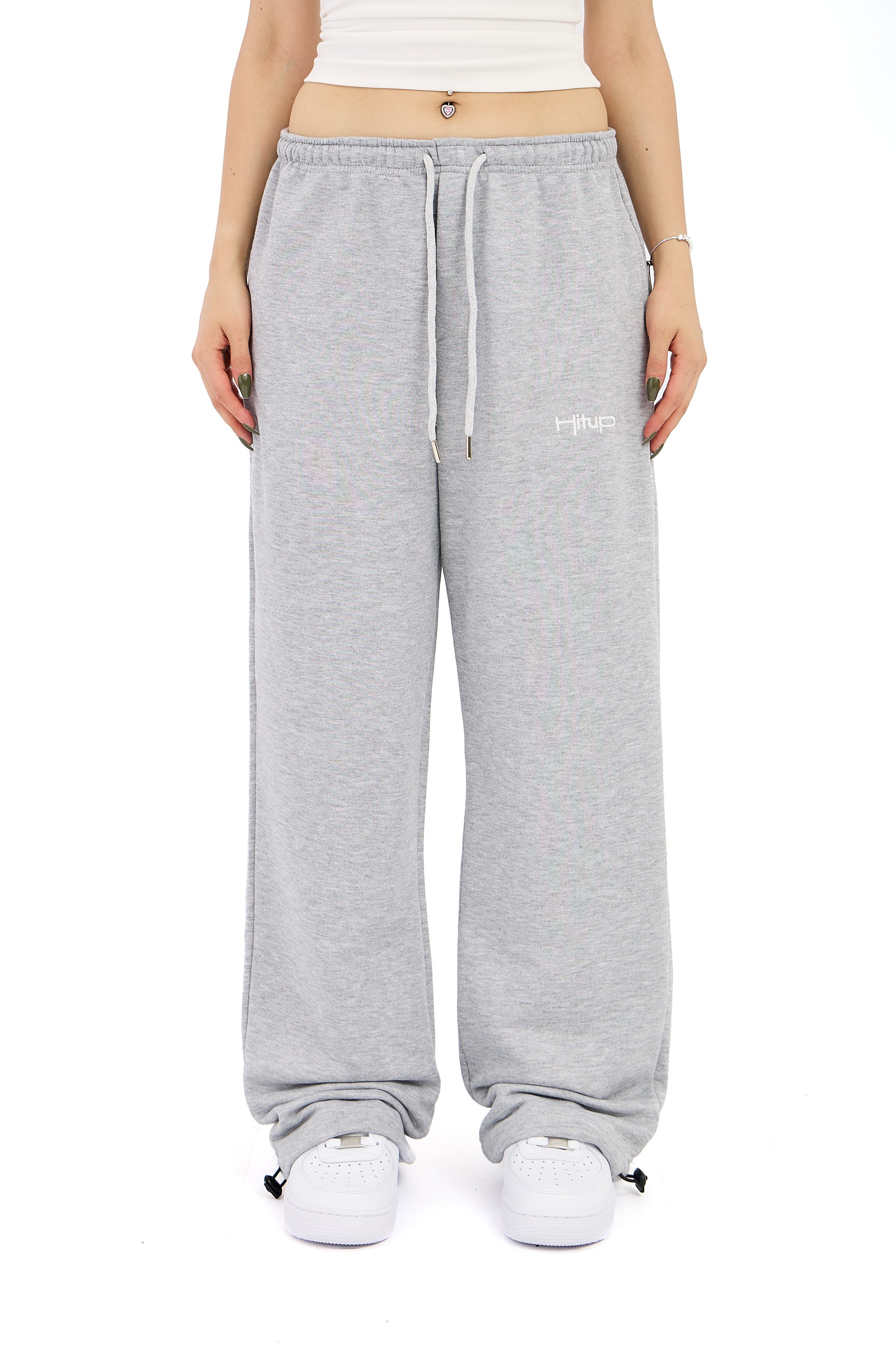  Hitup Nakışlı Premium Ayarlanabilir Paça Oversize Eşofman Altı  - GRİMELANJ