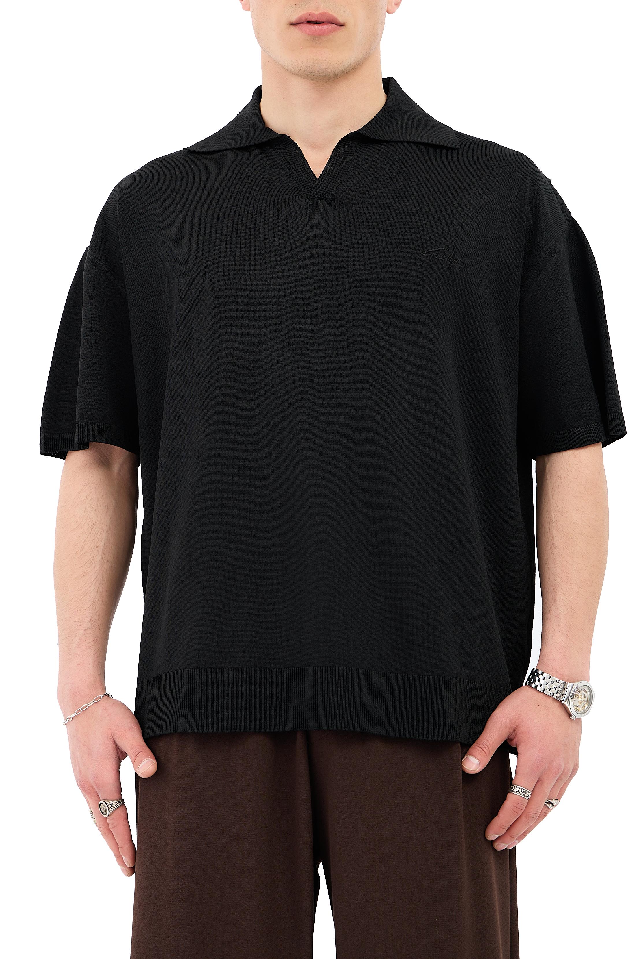 Crep Kumaş Polo Yaka Oversize Triko Tişört