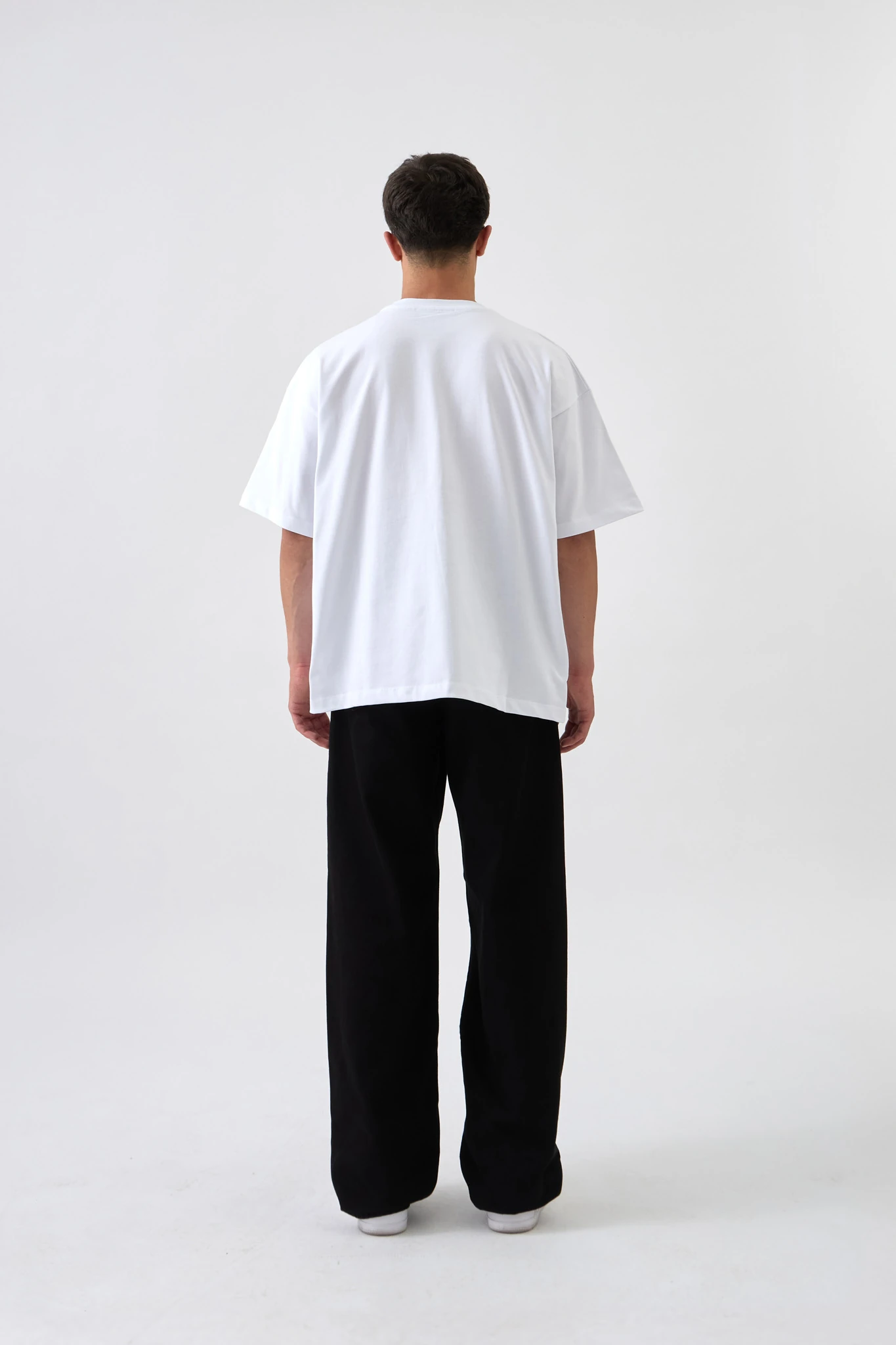 Shadow Print Oversize Baskılı Tişört - BEYAZ