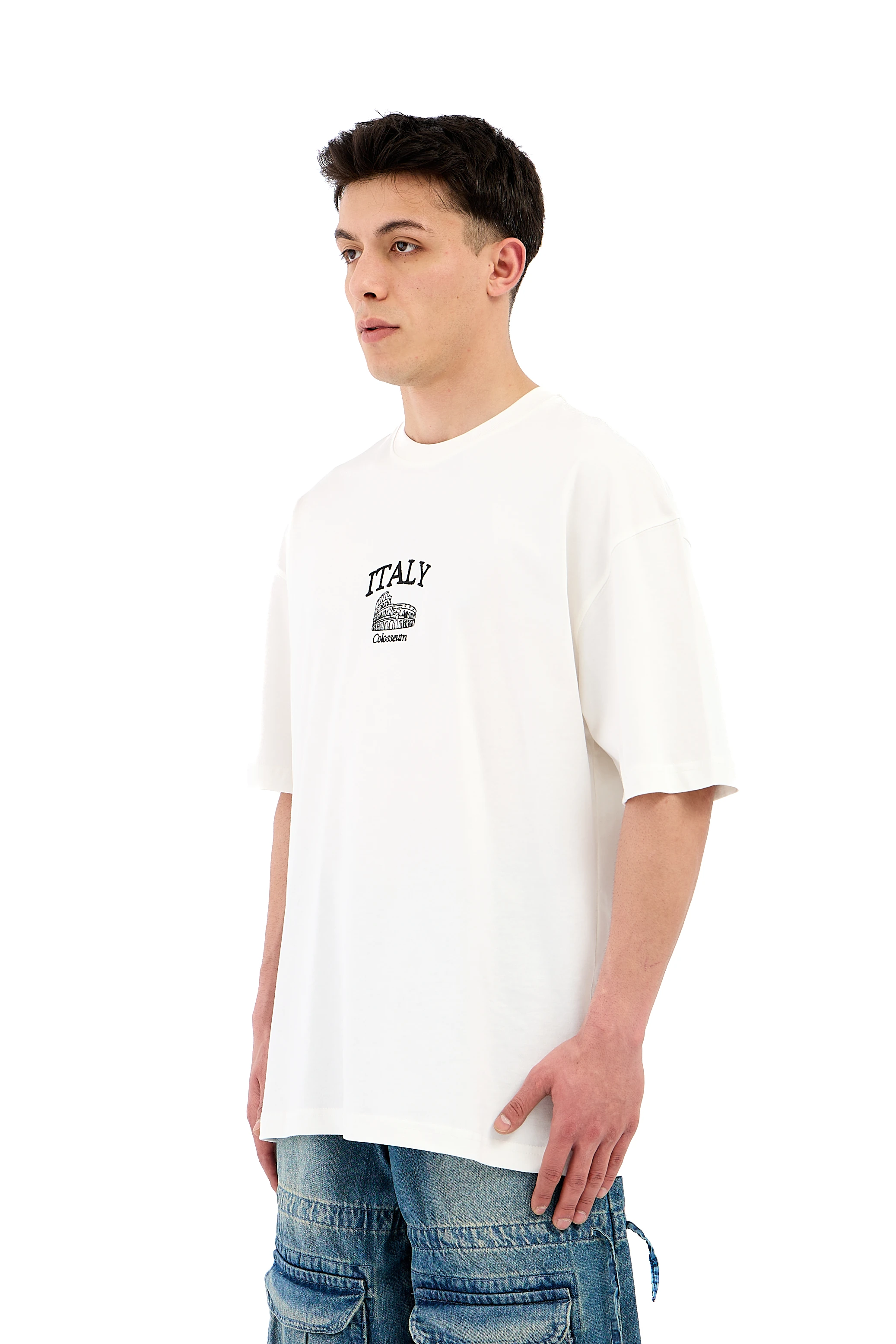 İtaly Nakışlı Oversize Tişört