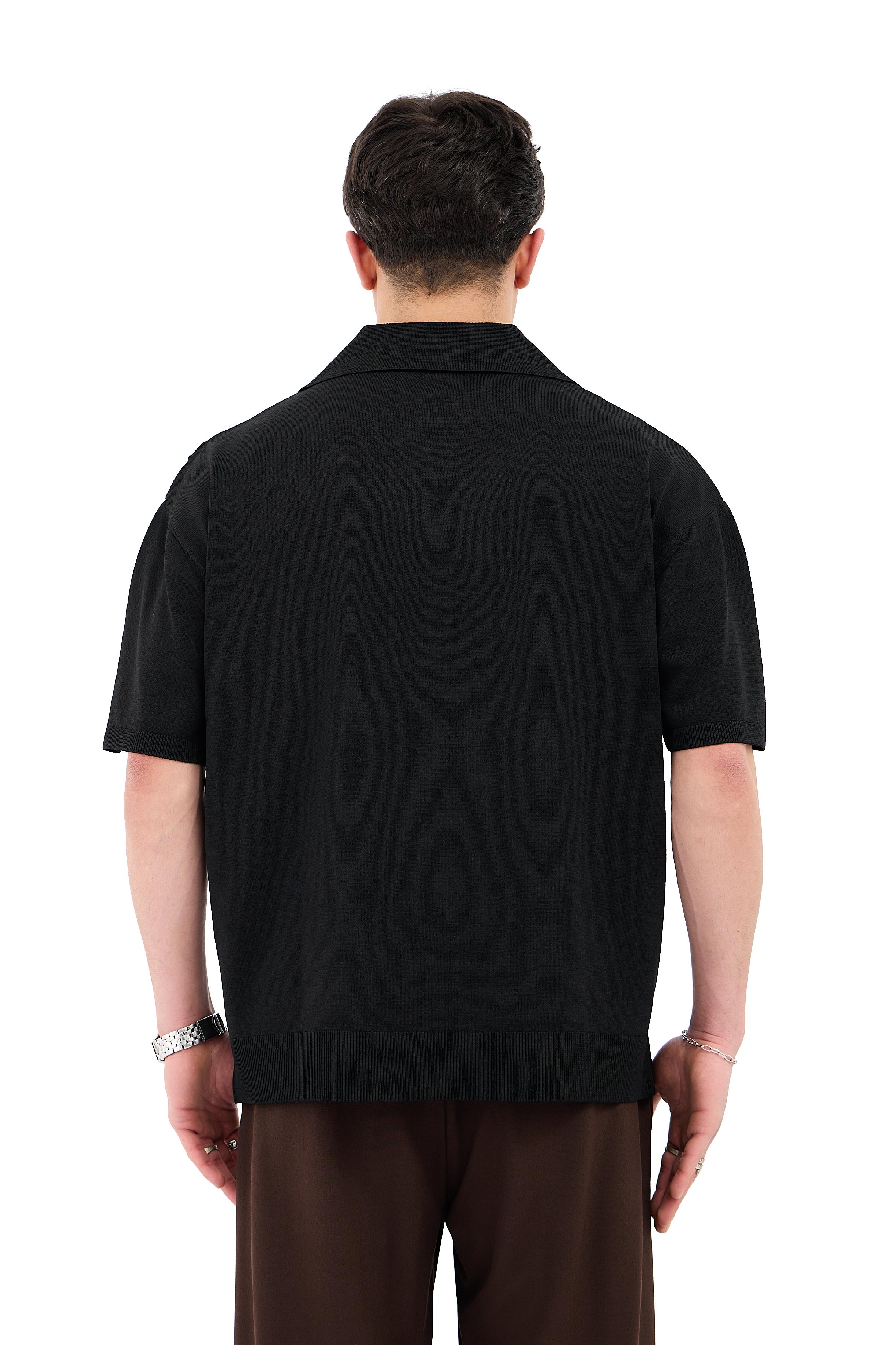 Crep Kumaş Polo Yaka Oversize Triko Tişört