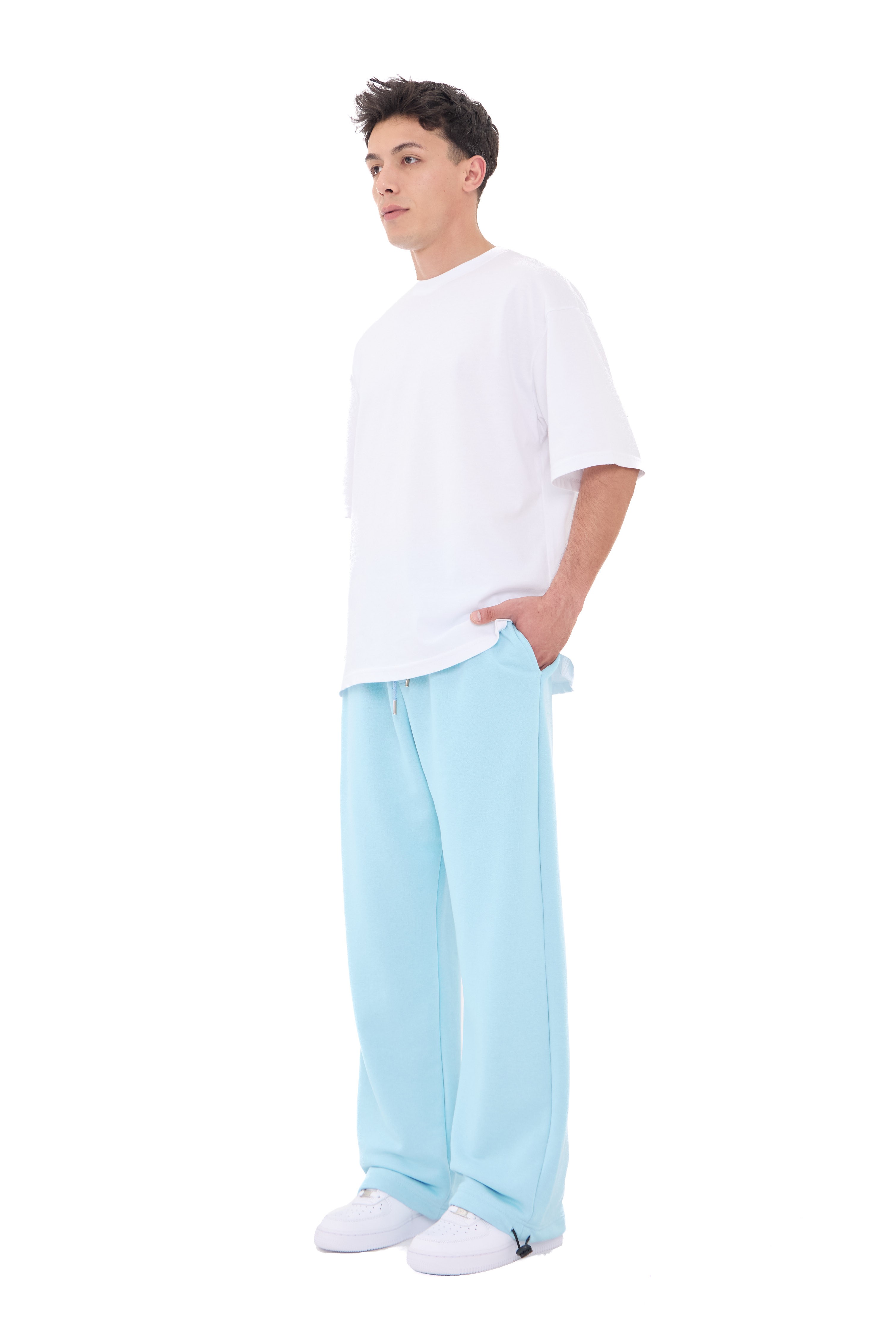  Hitup Premium Basic Ayarlanabilir Paça Oversize Eşofman Altı  - BABYBLUE