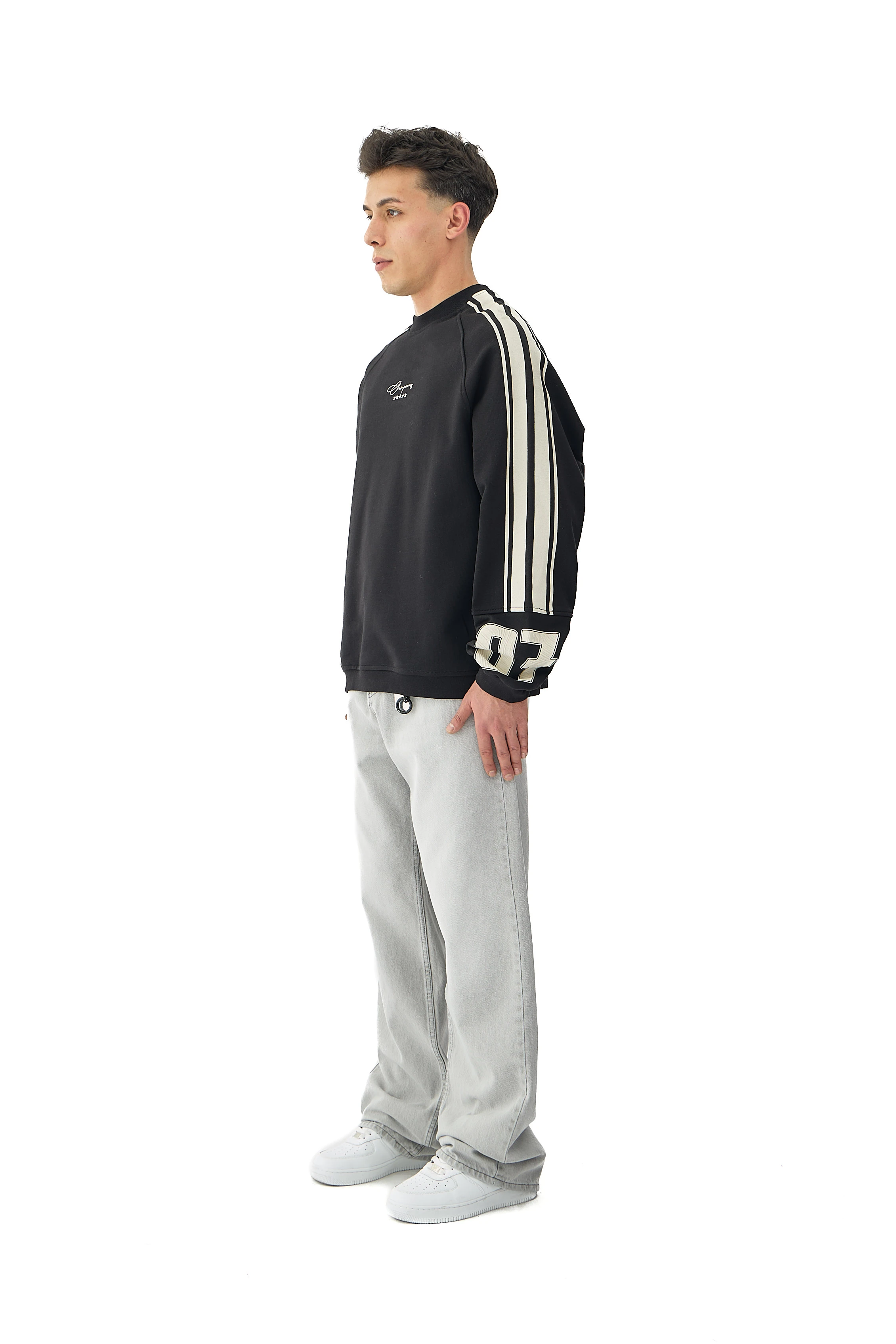 07 Champions Baskılı Oversize Pemium Sweatshirt - SİYAH