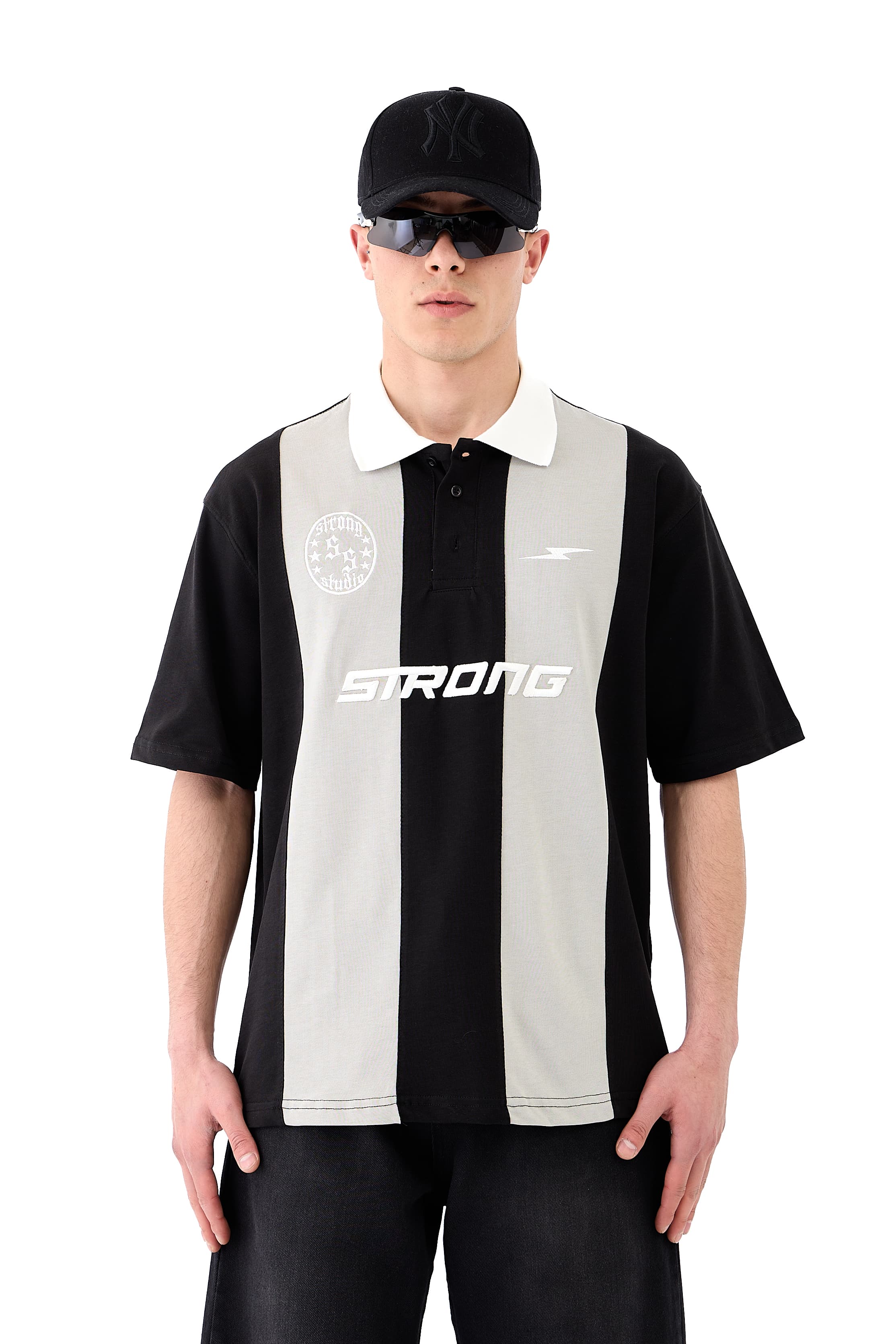 Strong Nakış Detay Polo Yaka Oversize  Tişört