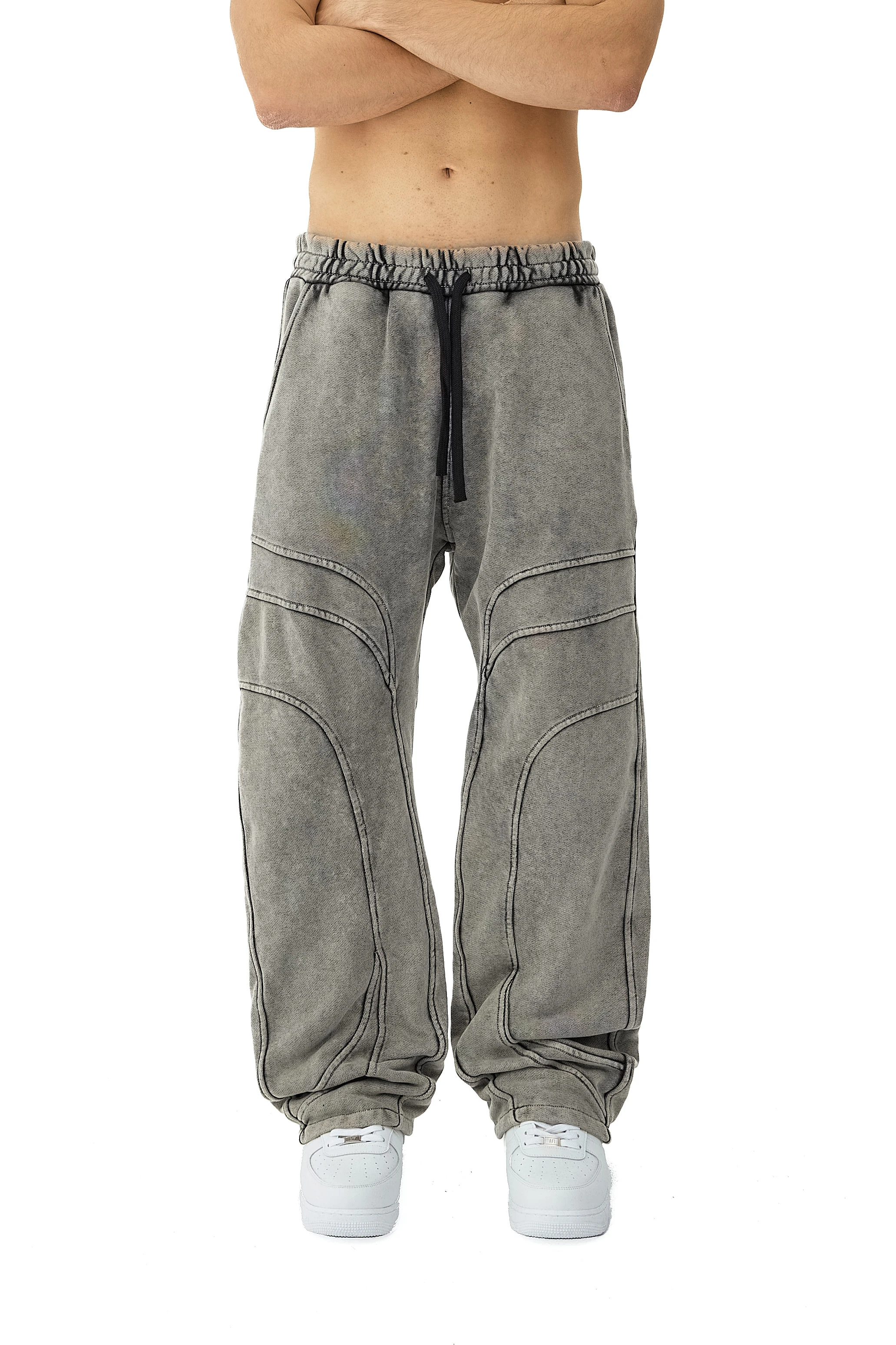 Stone Yıkamalı Lines Detay Premium Sweatpant - KOYU ANTRASİT