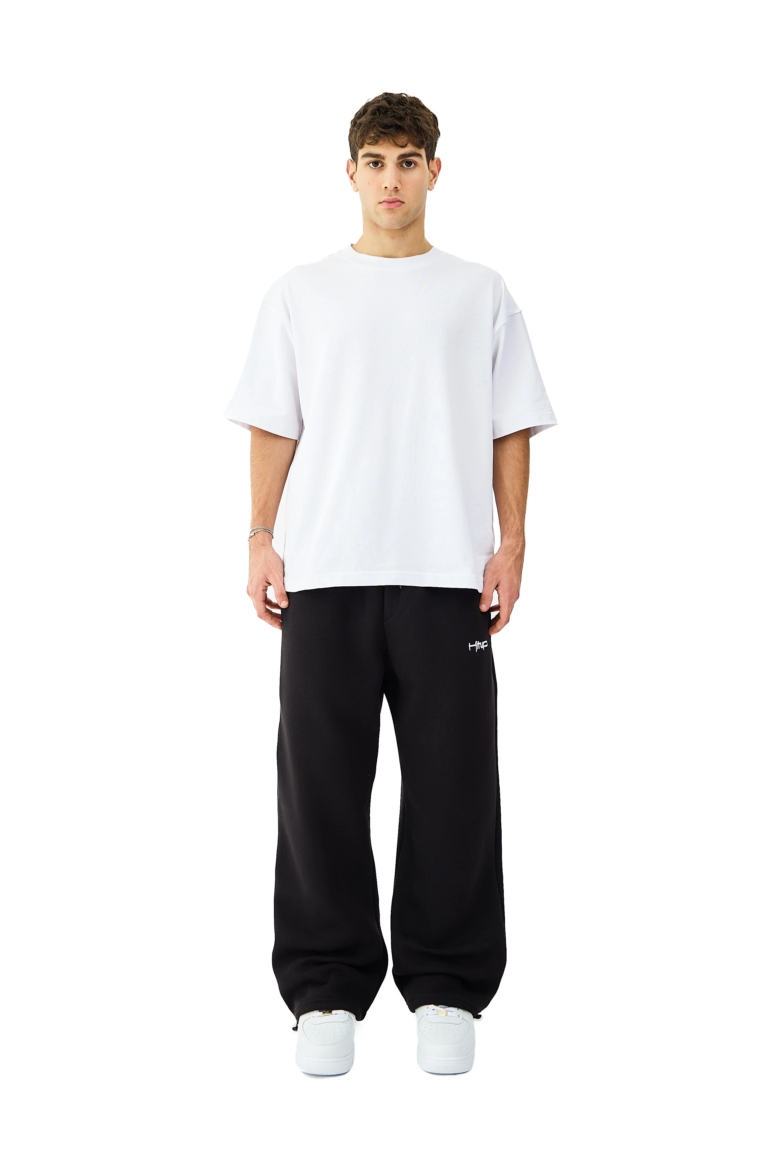 Kışlık Hitup Nakışlı Premium Ayarlanabilir Paça Oversize Eşofman Altı - SİYAH