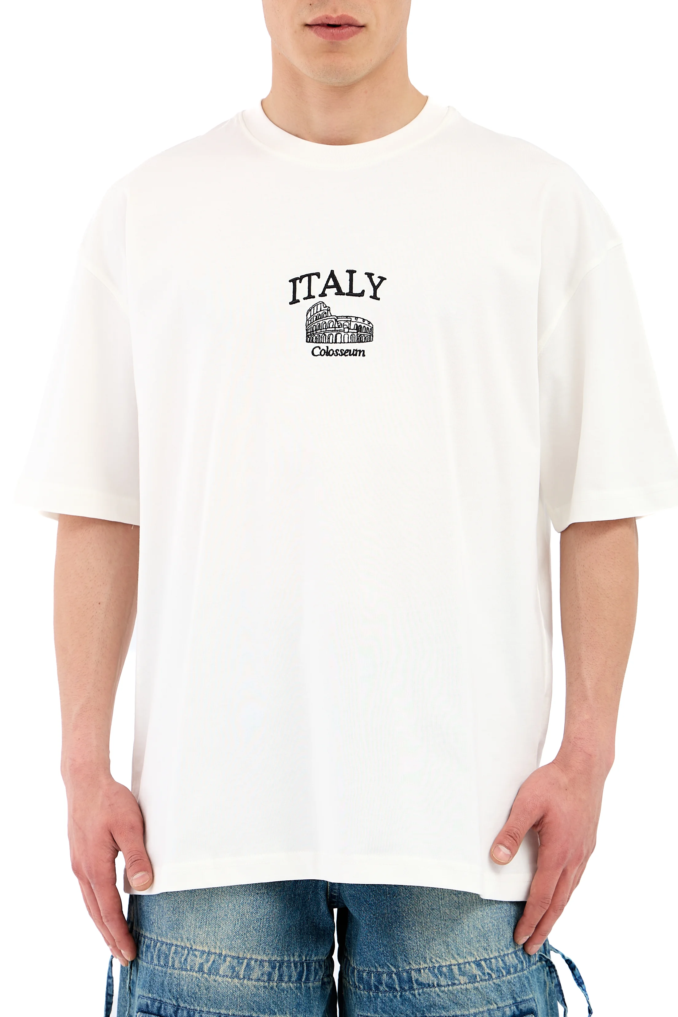 İtaly Nakışlı Oversize Tişört