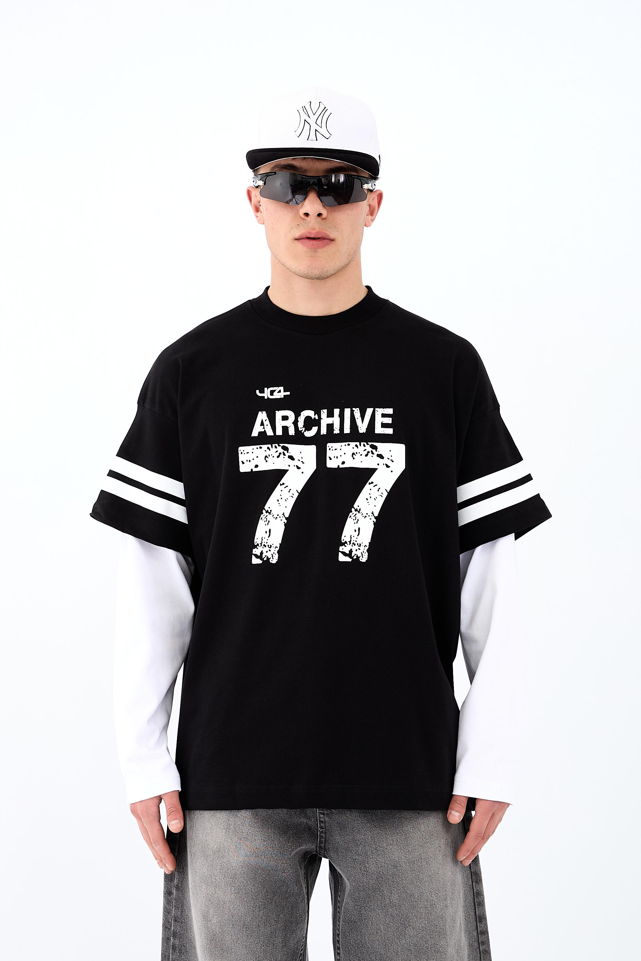 77 Archive Baskılı Premium Oversize Long Sleeve
