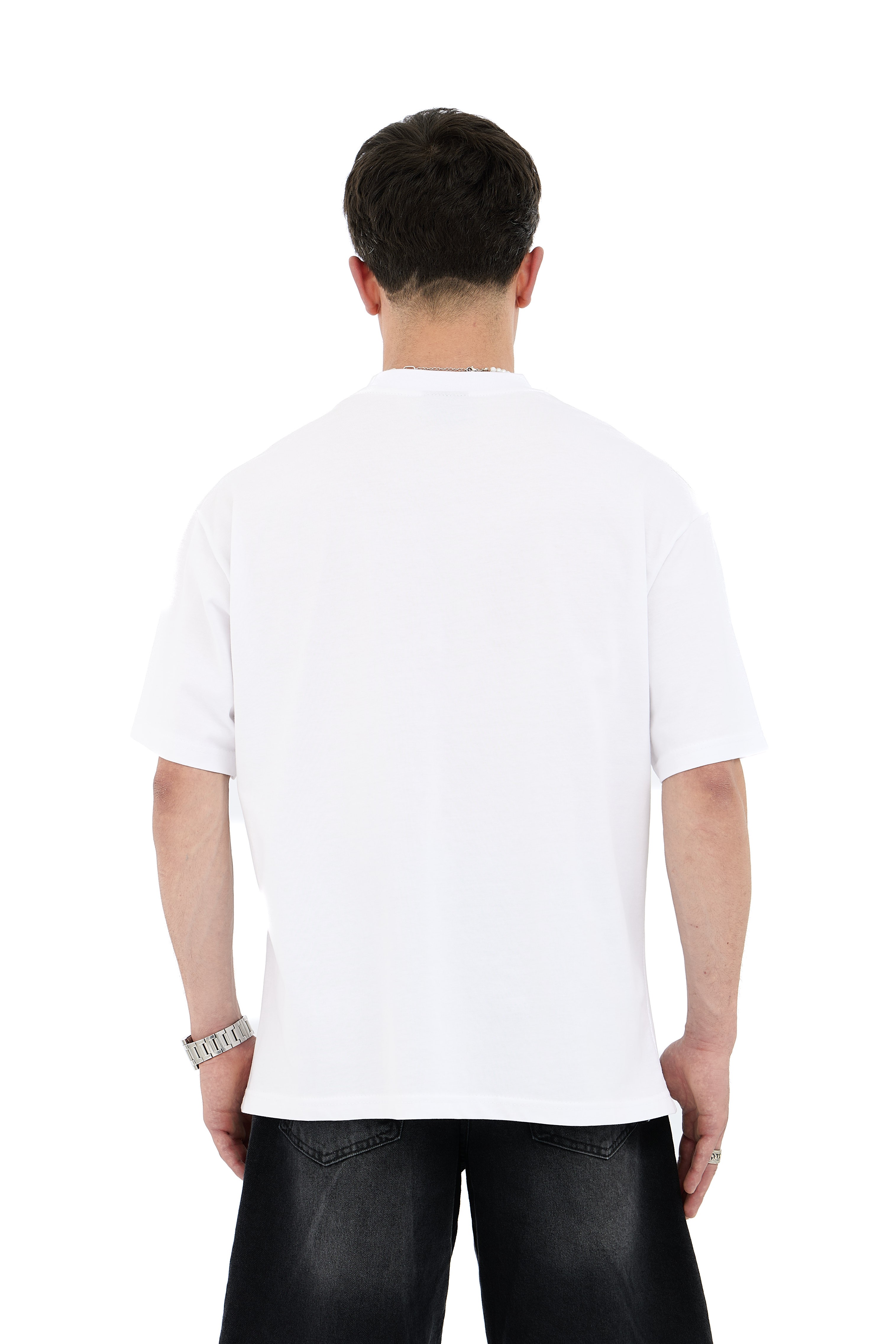 By Fear Baskı Detay Oversize Tişört - BEYAZ
