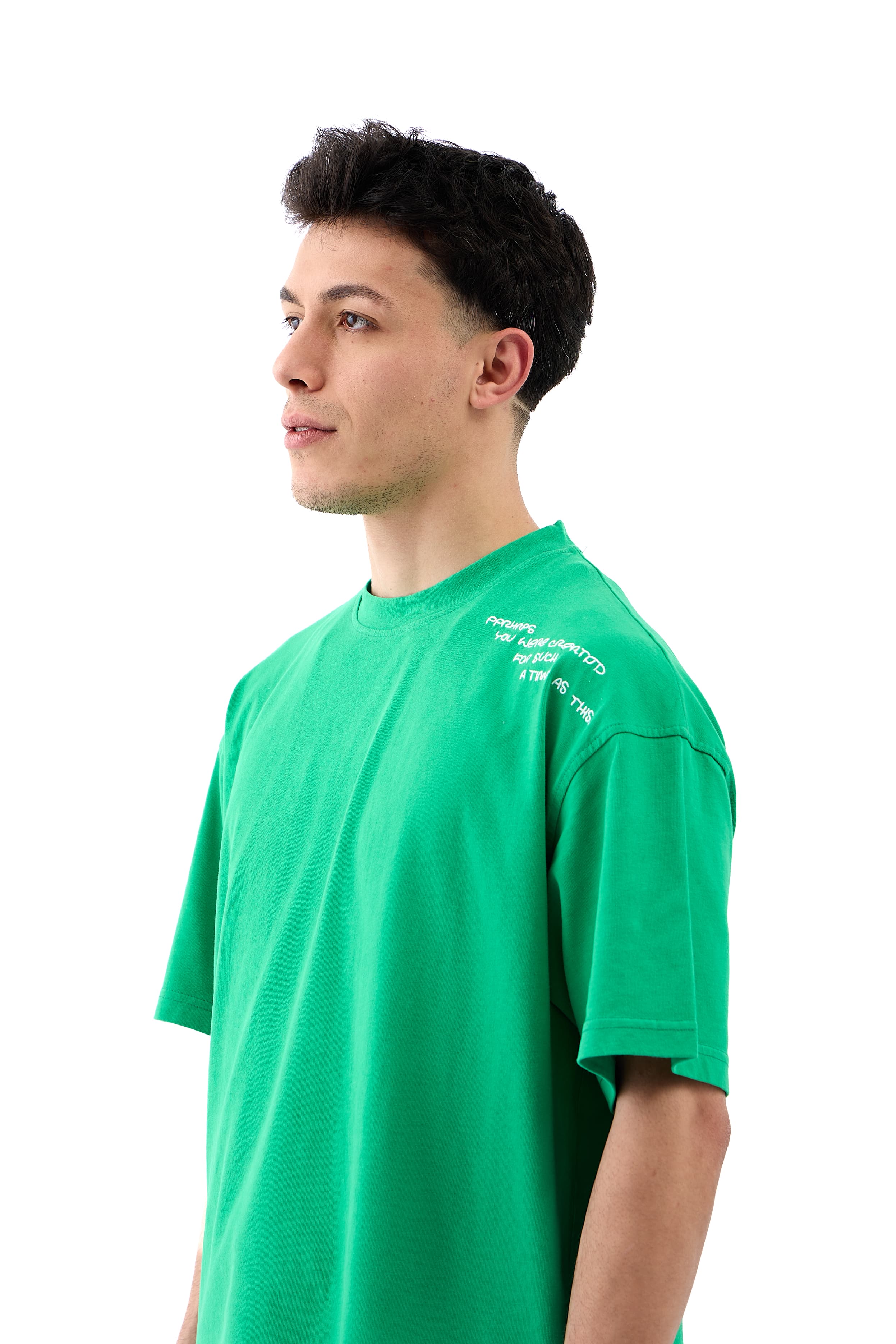 For Such Nakışlı Premium Oversize Tişört - YEŞİL