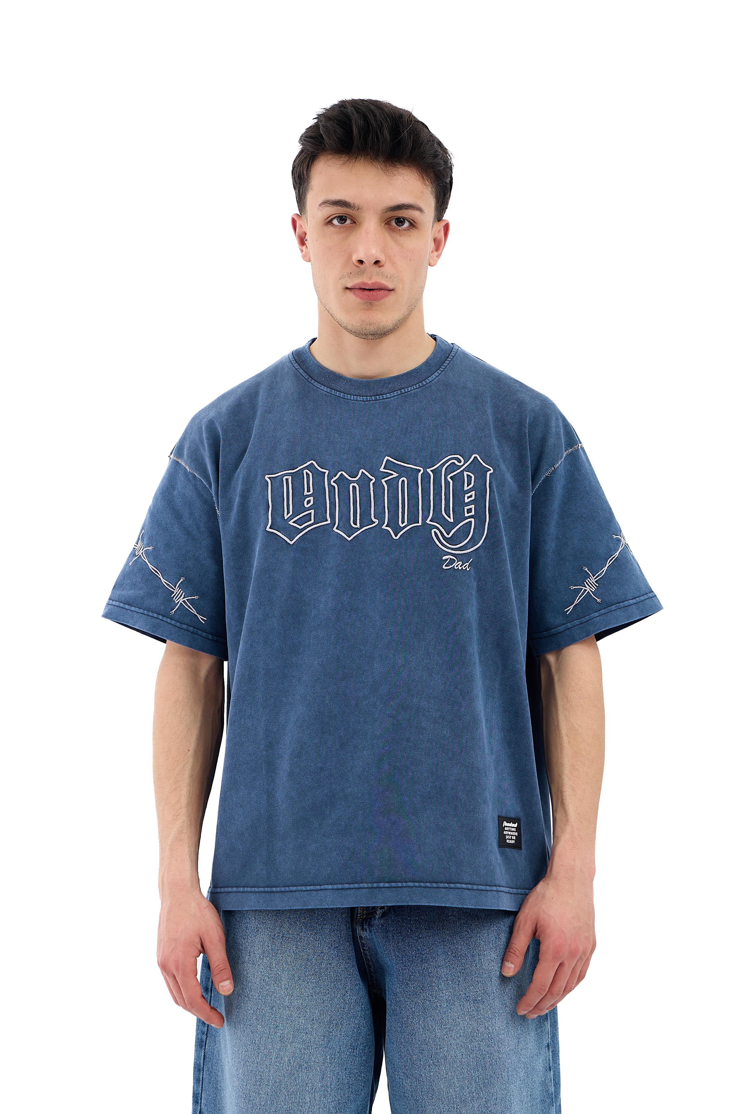 Andy Dad Nakışlı Premium Oversize Tişört - MAVİ