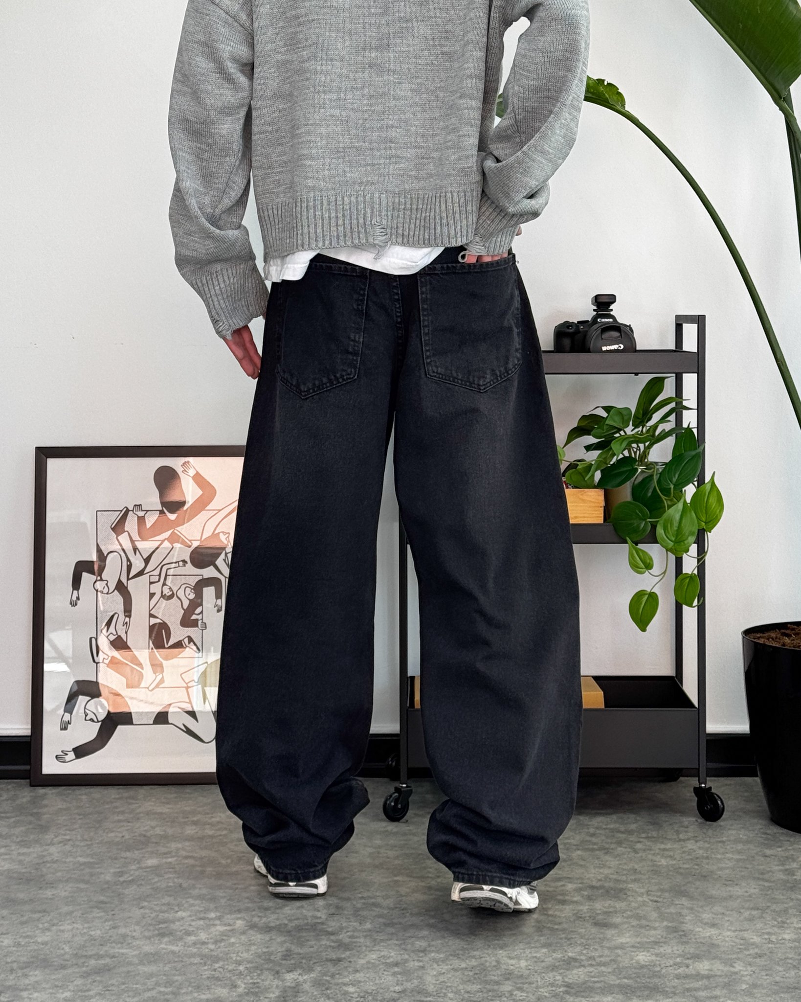 Basic Siyah Super Baggy Jean