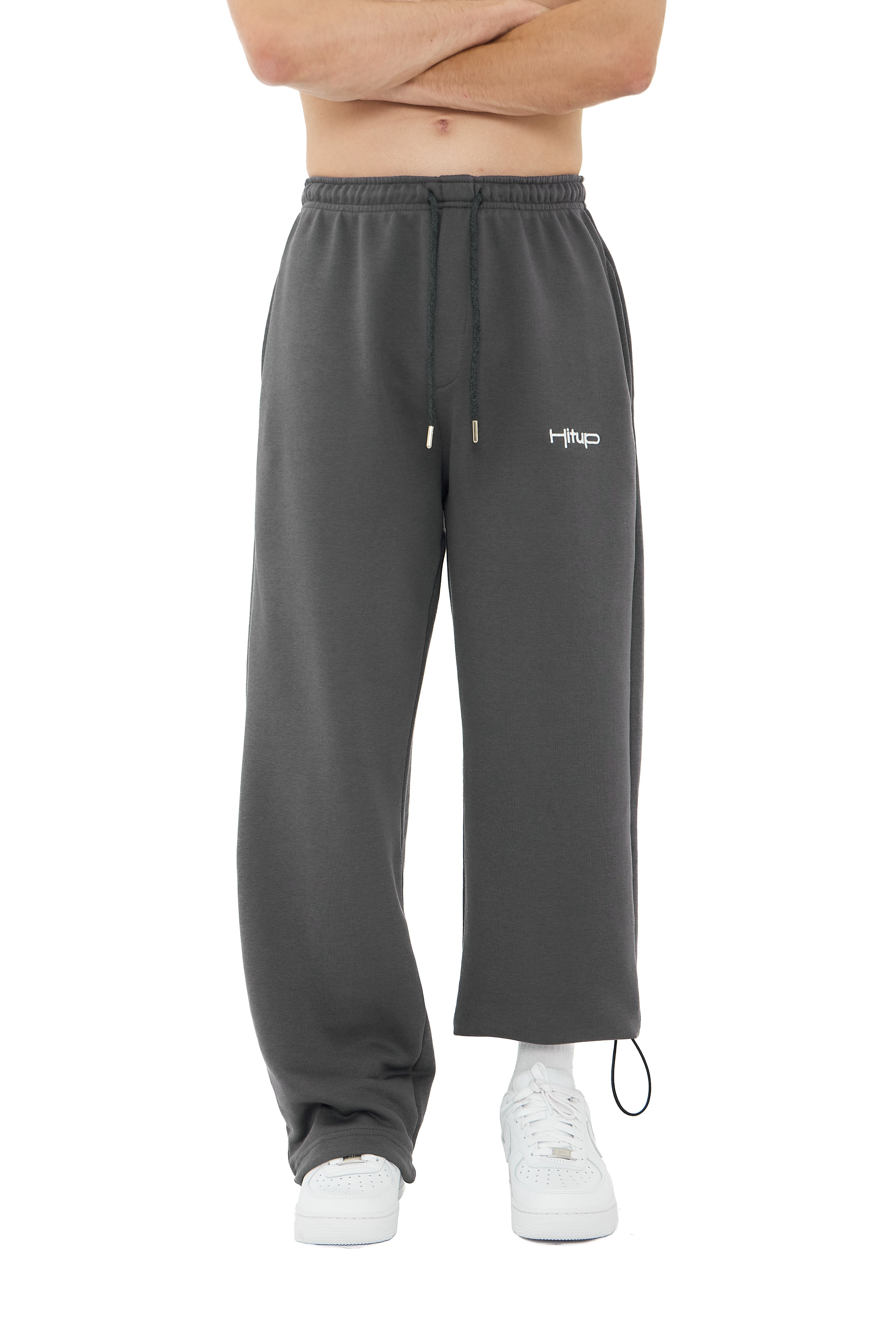  Hitup Nakışlı Premium Ayarlanabilir Paça Oversize Eşofman Altı  - ANTRASİT