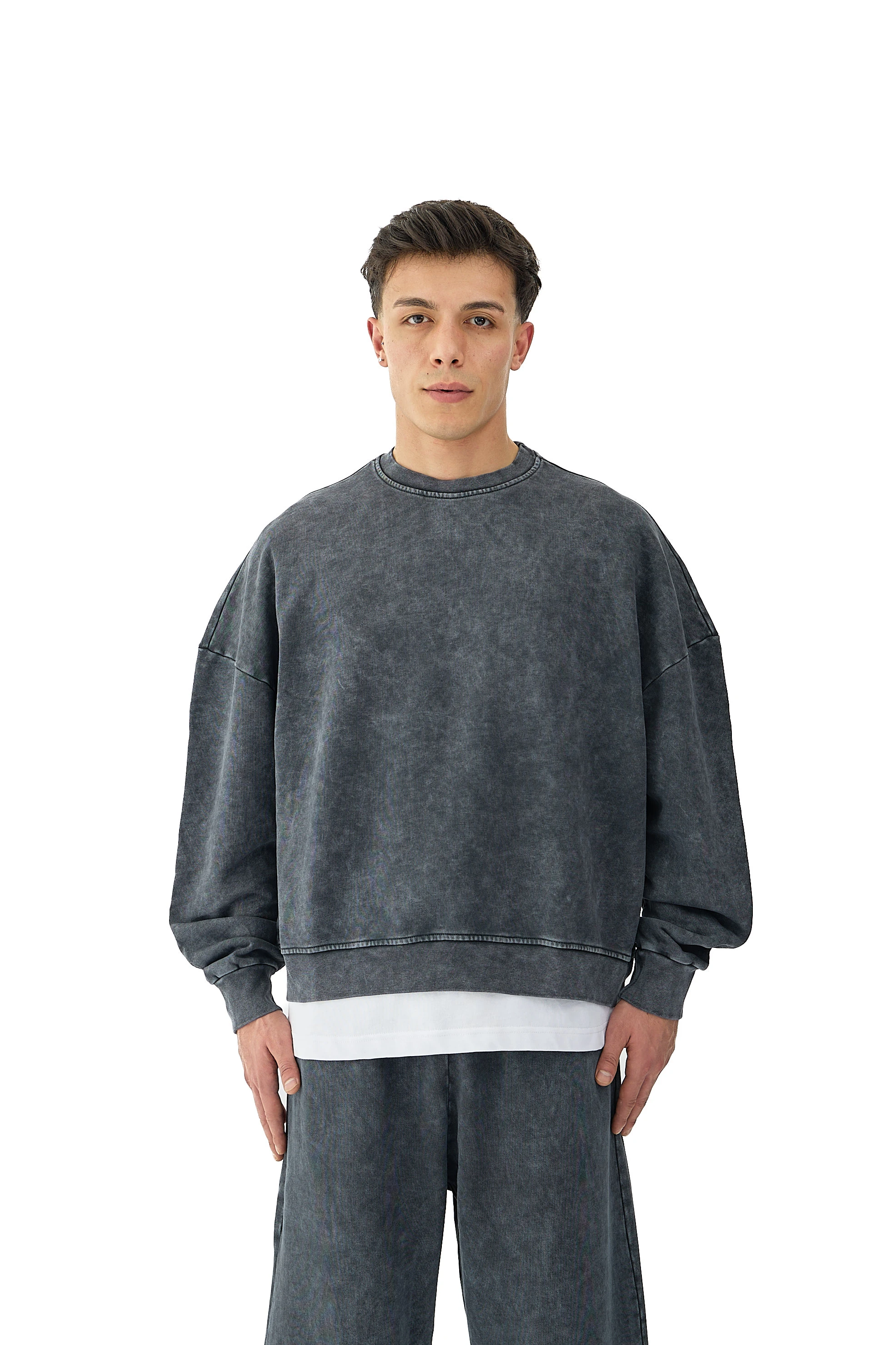  Oil Washed Yıkamalı Oversize Sweatshirt - ANTRASİT