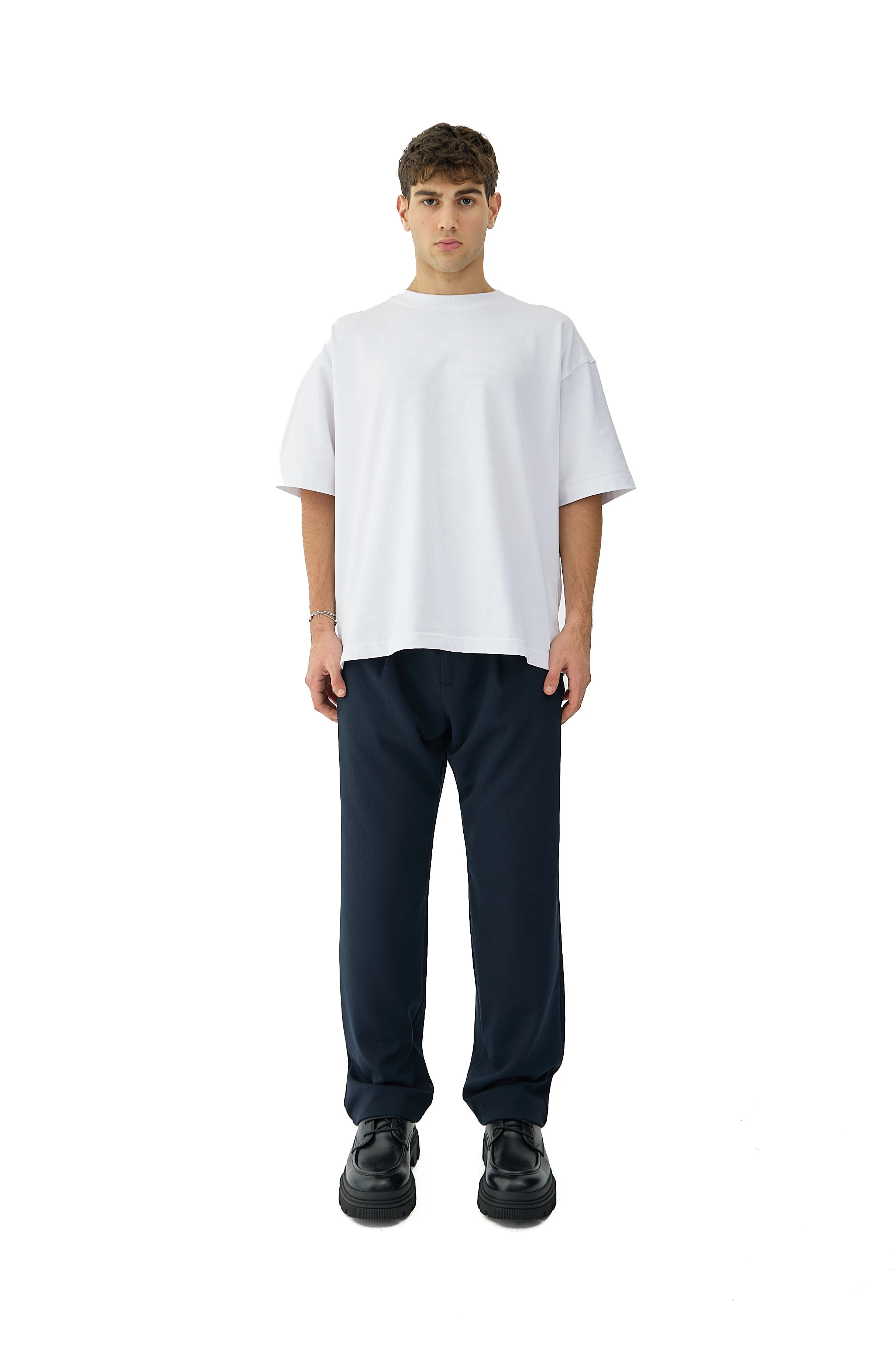 Kalın Tuşeli Pile Detaylı Baggy Fit Kumaş Pantolon  - LACİVERT