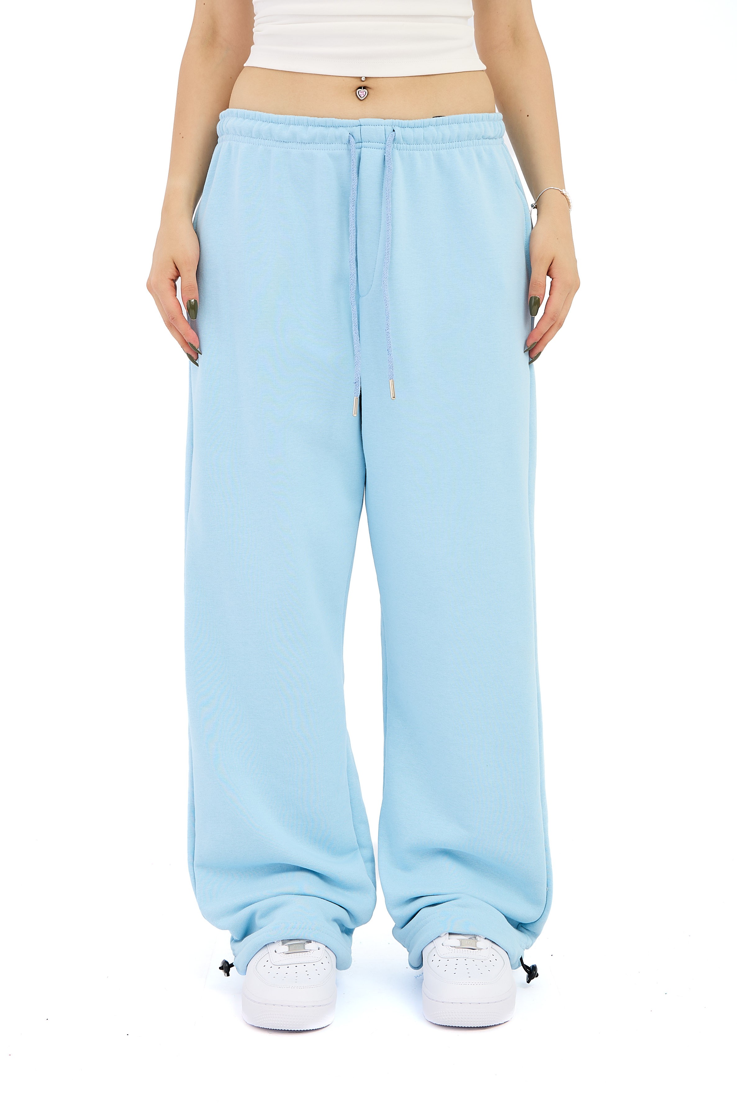  Hitup Premium Basic Ayarlanabilir Paça Oversize Eşofman Altı  - BABYBLUE