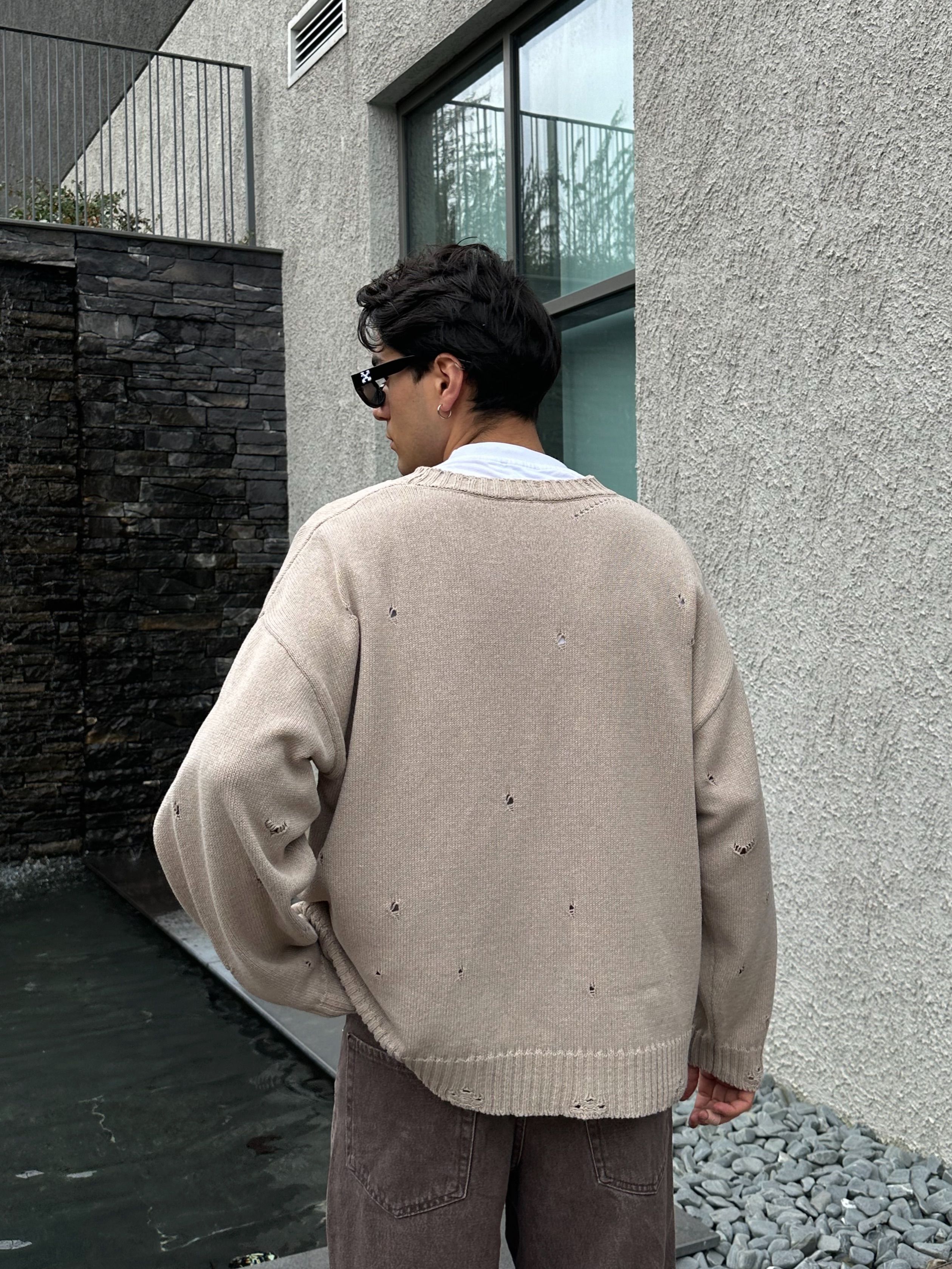 Fashion Detaylı Triko Kazak - VİZON