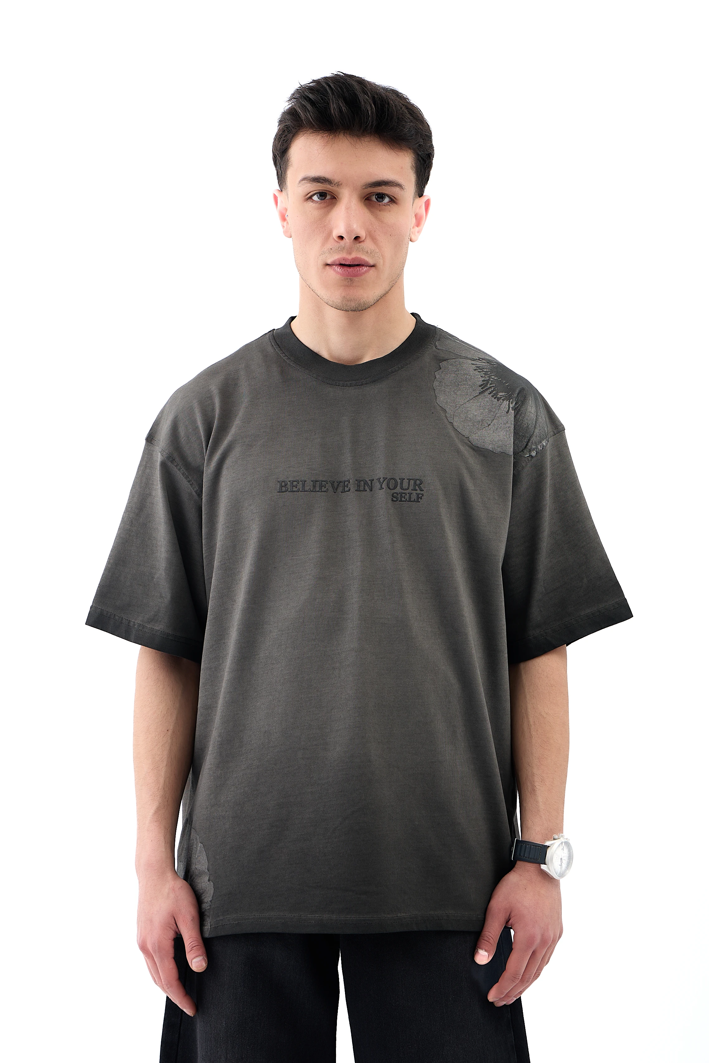 Belive İn Your Baskılı Oversize Tişört