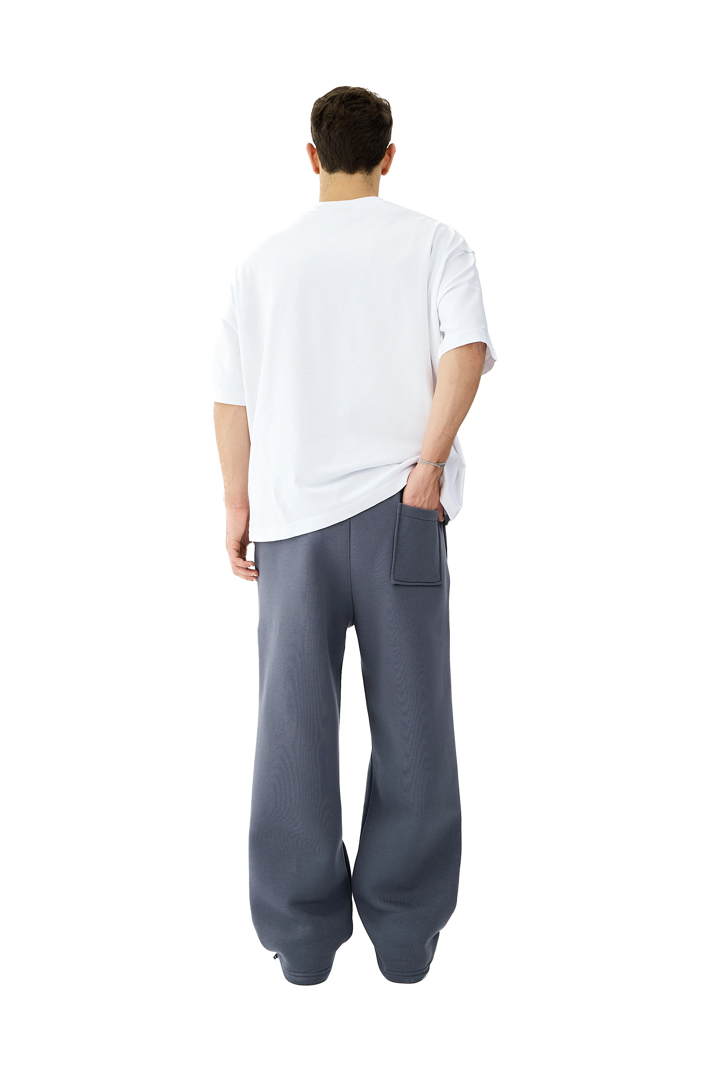 Kışlık Hitup Nakışlı Premium Ayarlanabilir Paça Oversize Eşofman Altı - FÜME