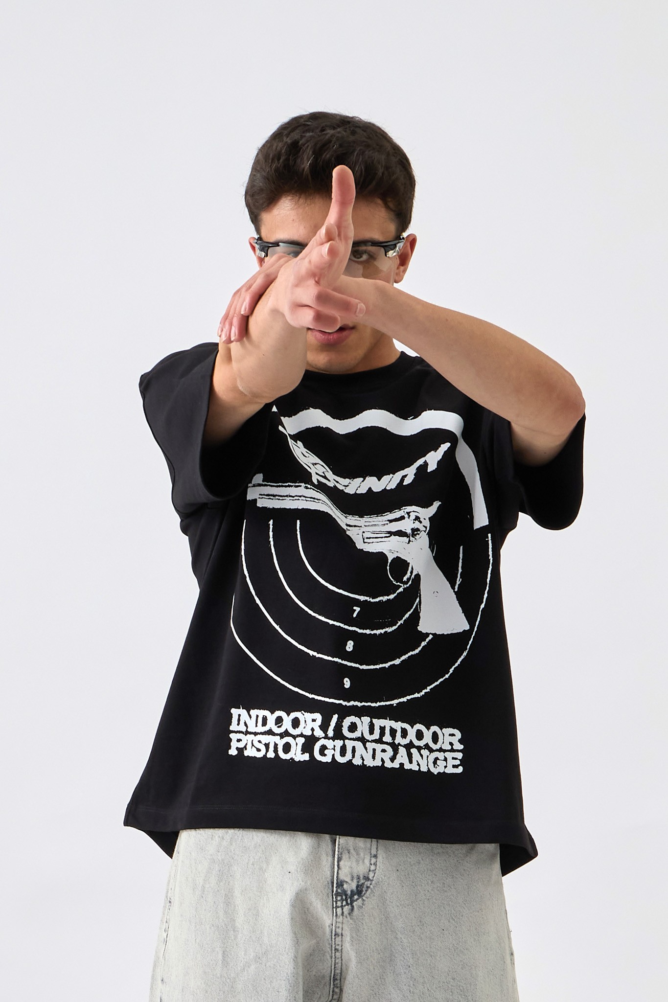 Pistol Print Oversize Baskılı Tişört