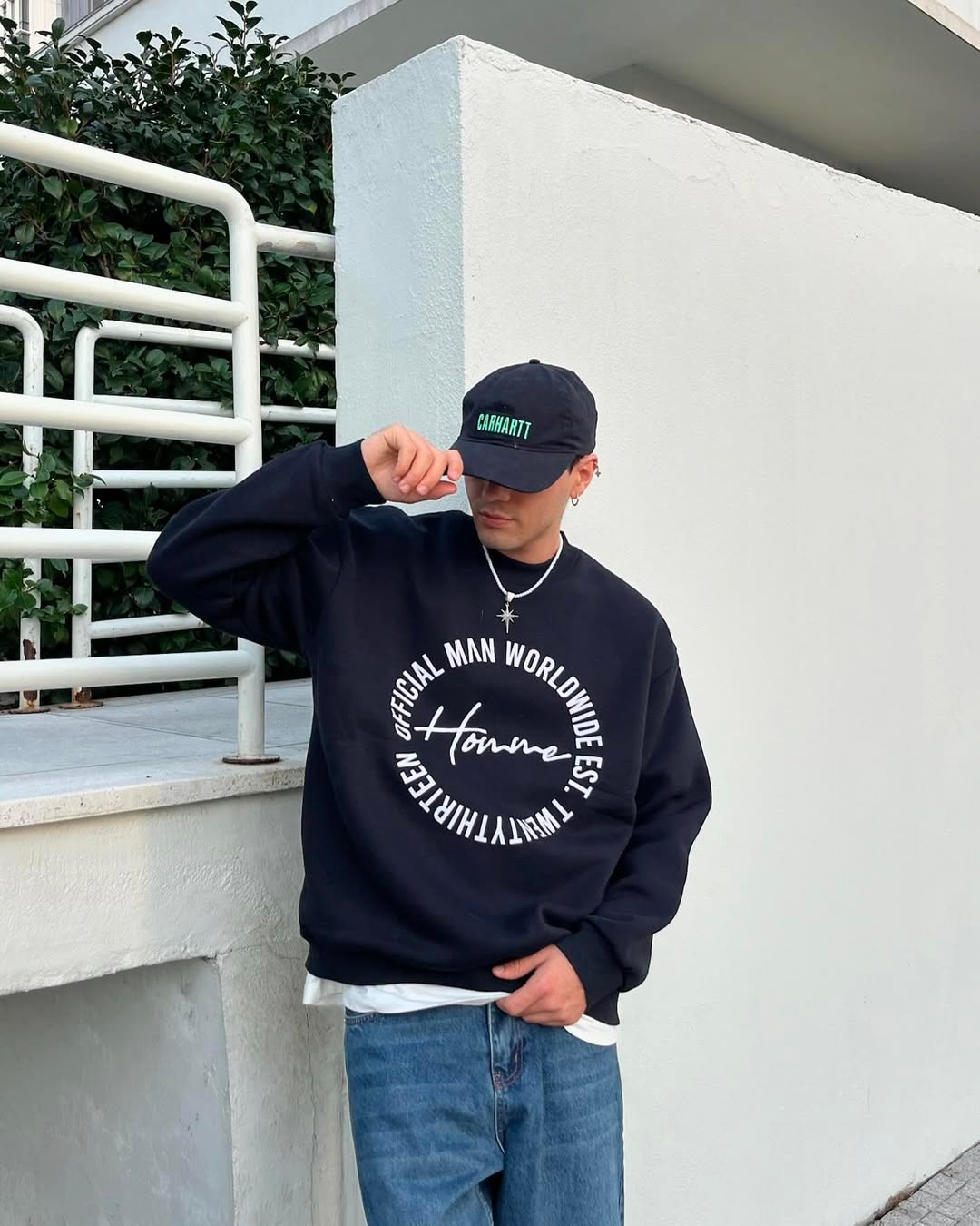 Homme Baskı Detaylı Oversize Sweatshirt 