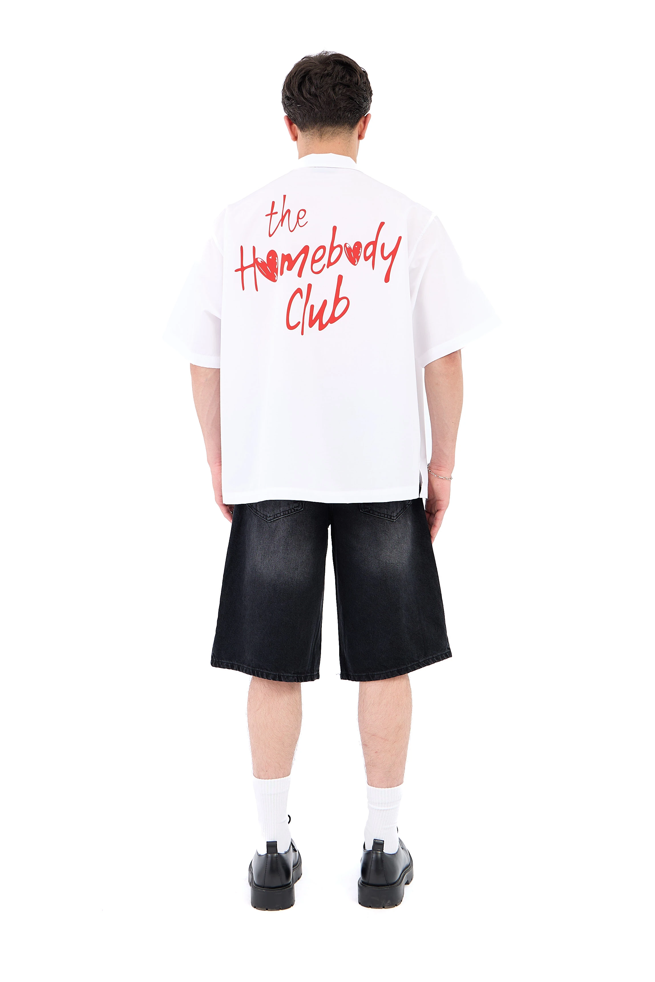 Çizgili Soldurma Efekt Baggy Jean Şhort