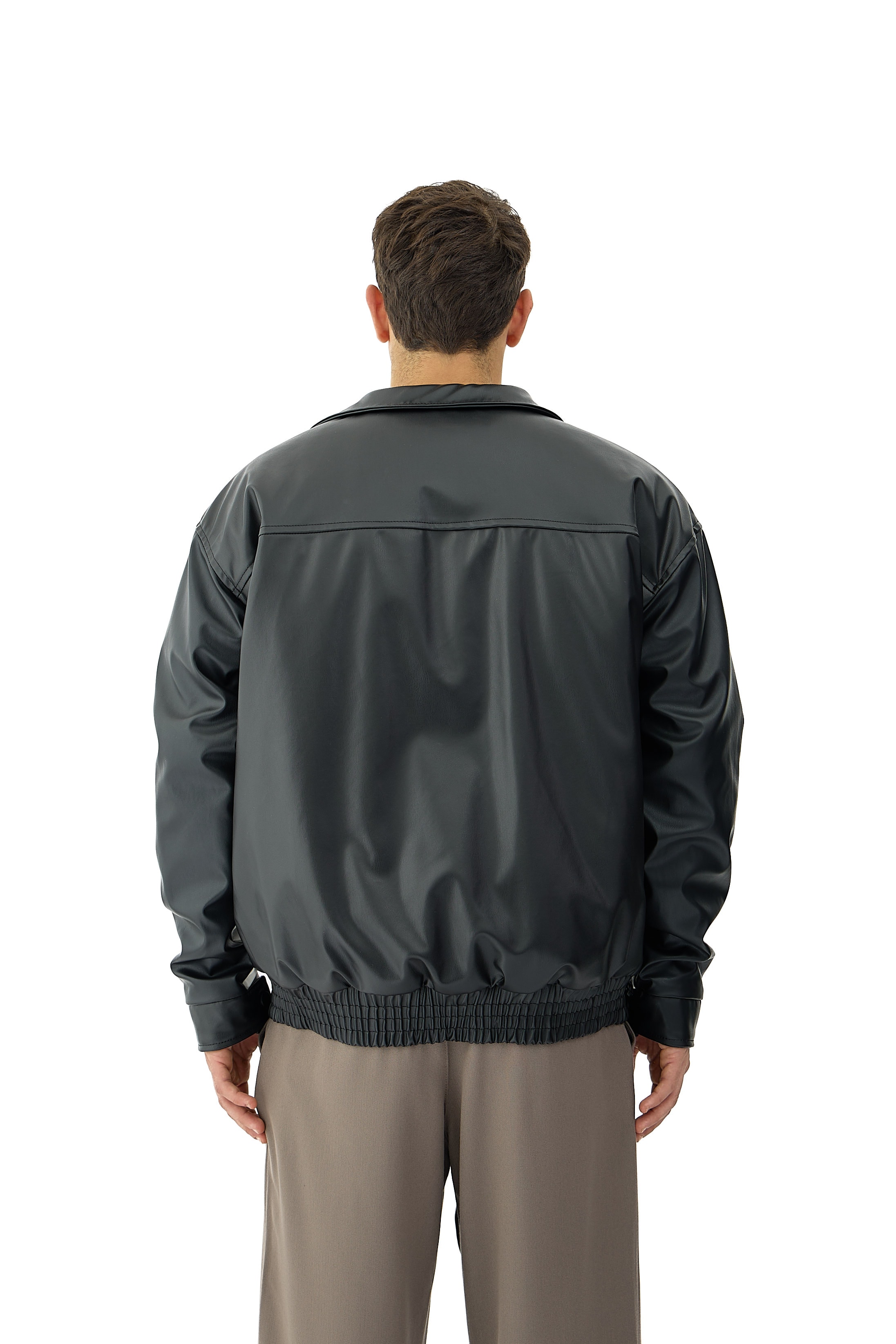 Motor Spor Nakış Detaylı Bomber Deri Ceket 