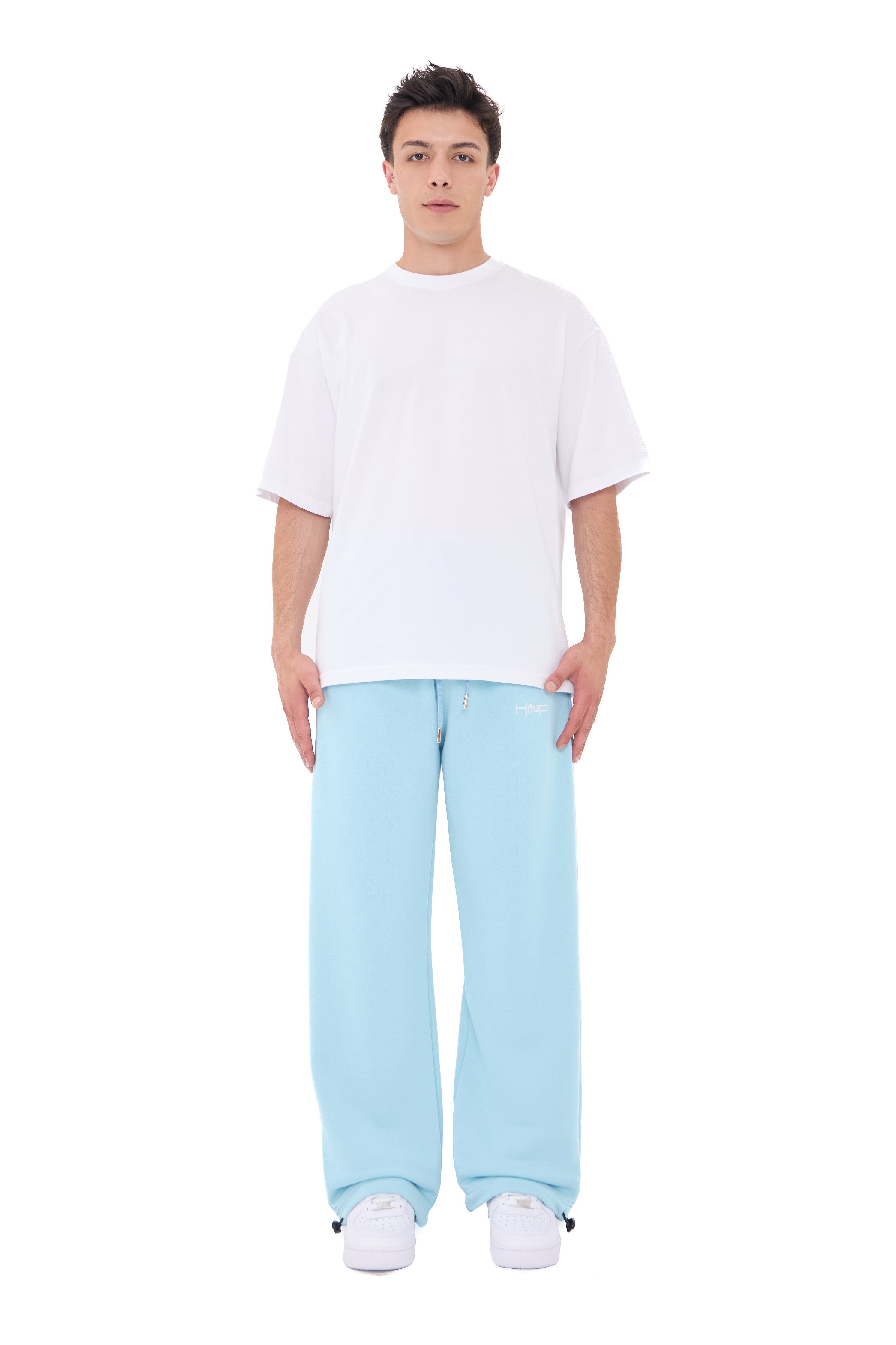  Hitup Nakışlı Premium Ayarlanabilir Paça Oversize Eşofman Altı  - BABYBLUE