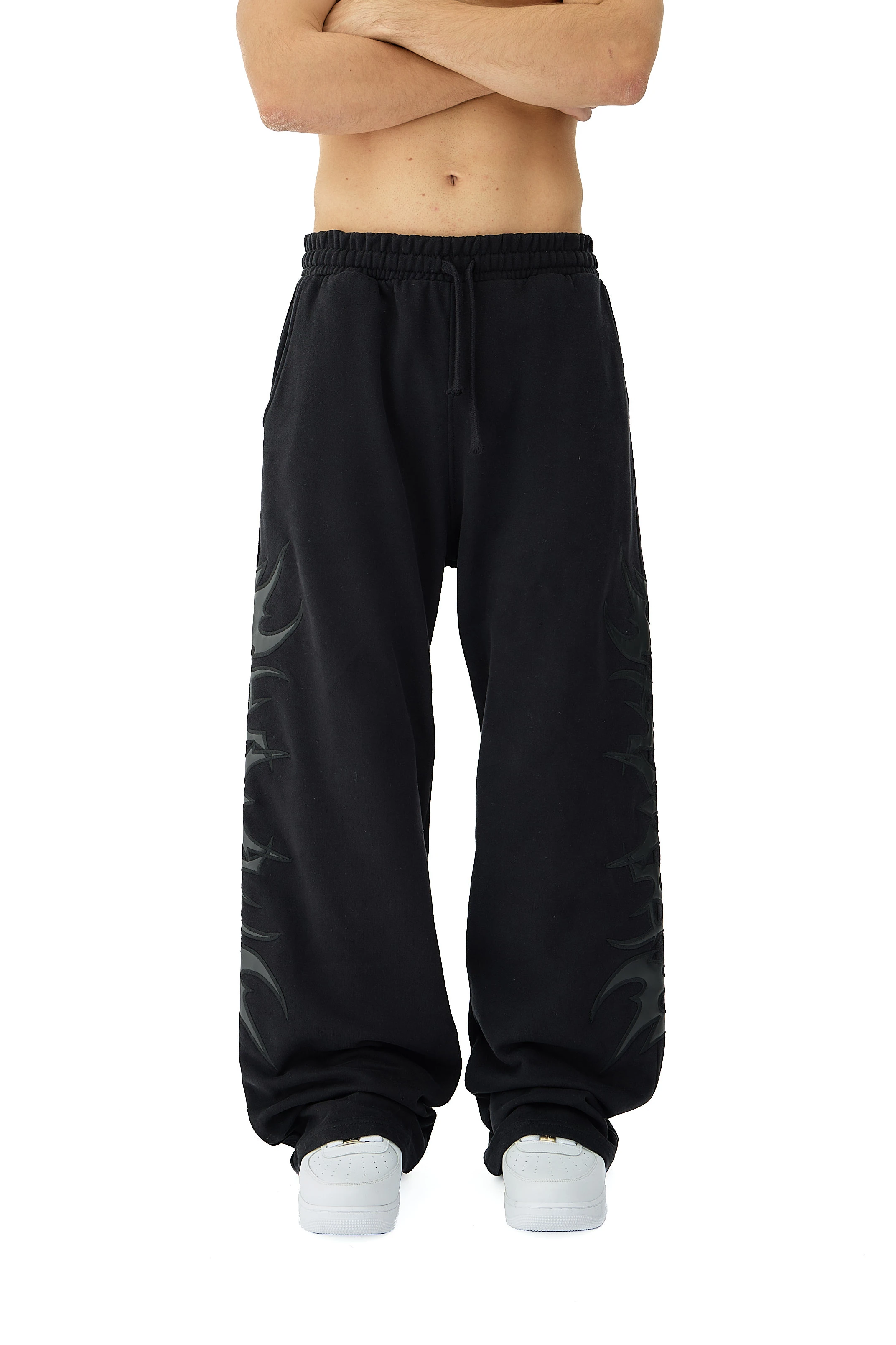 Tribal Deri & Nakış Detaylı Double Belt Premium Sweatpant