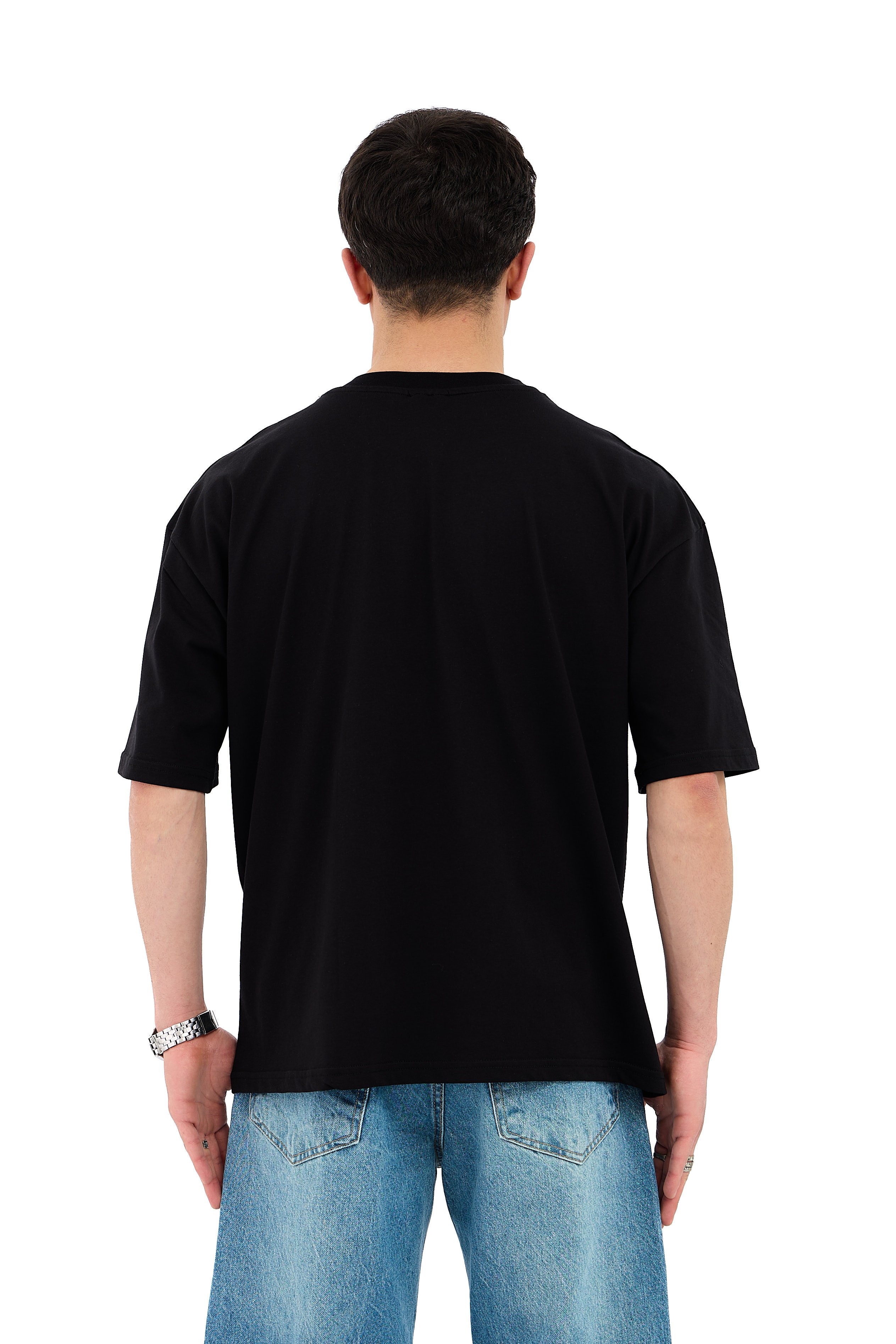 Urban Silence Baskılı Oversize Tişört  - SİYAH