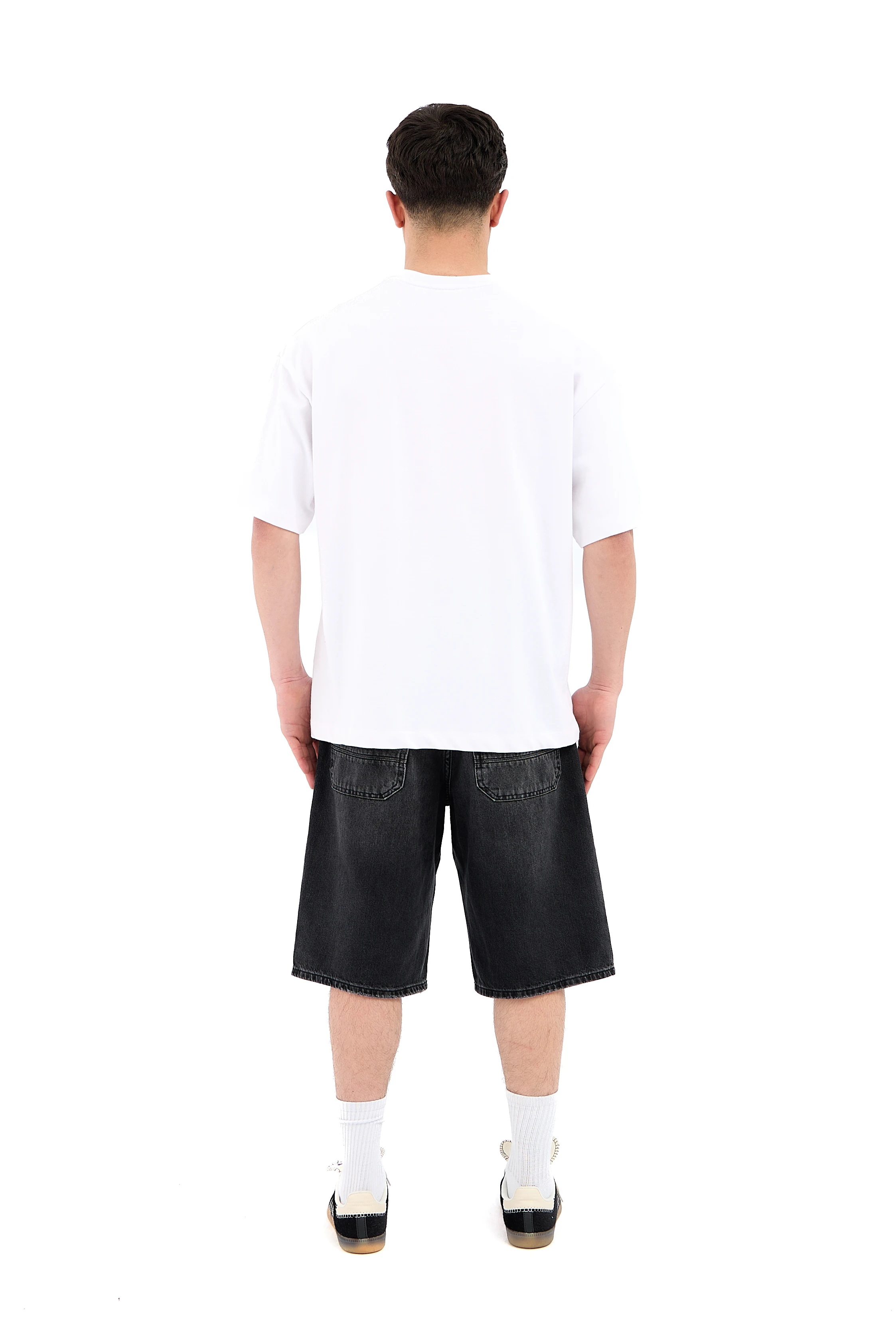 Pistol Print Oversize Baskılı Tişört - BEYAZ