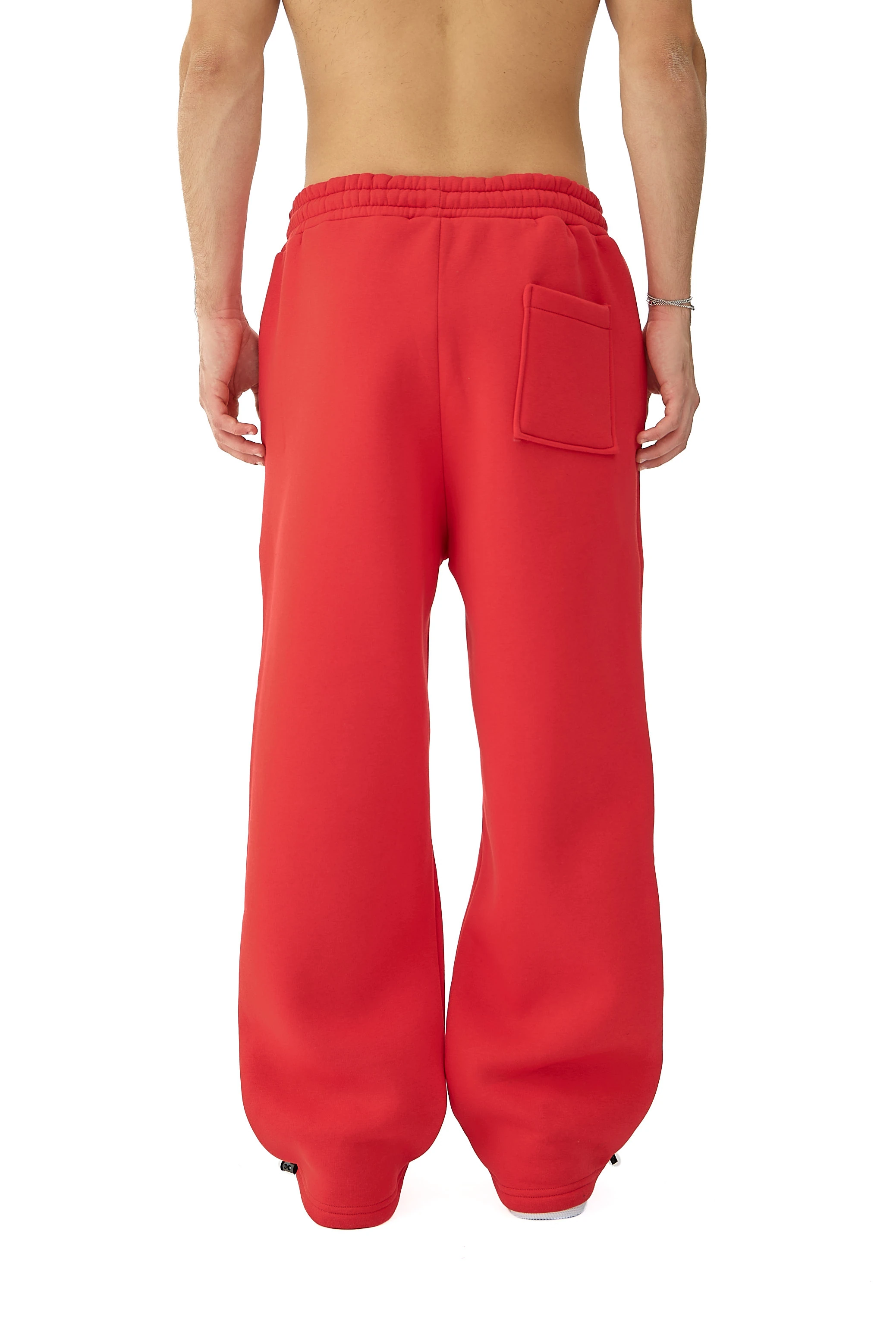 Kışlık Hitup Nakışlı Premium Ayarlanabilir Paça Oversize Eşofman Altı - KIRMIZI