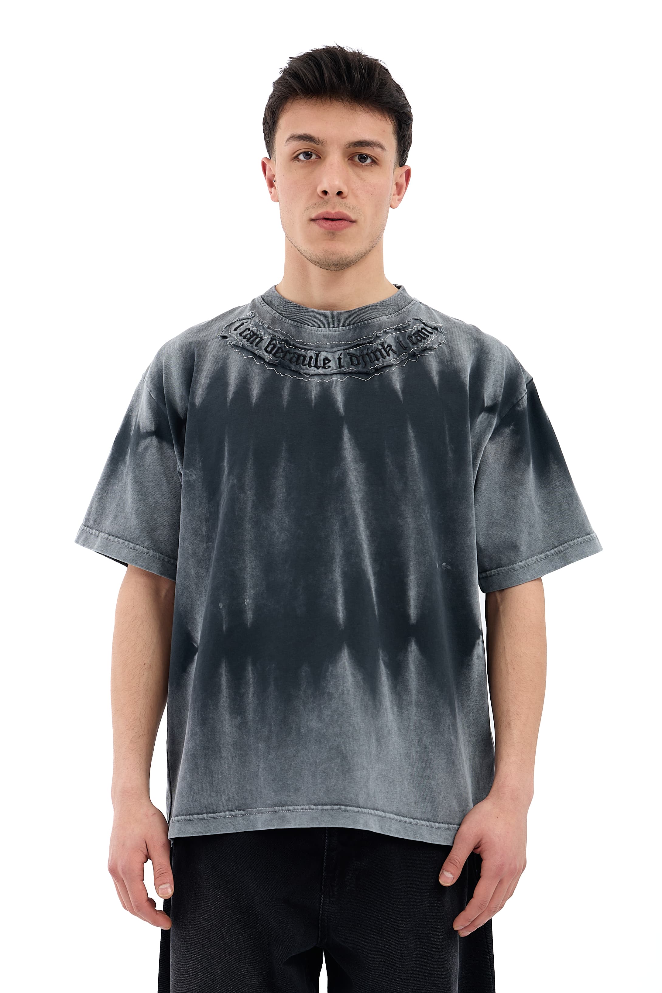 I Can Becaule Nakışlı Premium Oversize Tişört - ANTRASİT