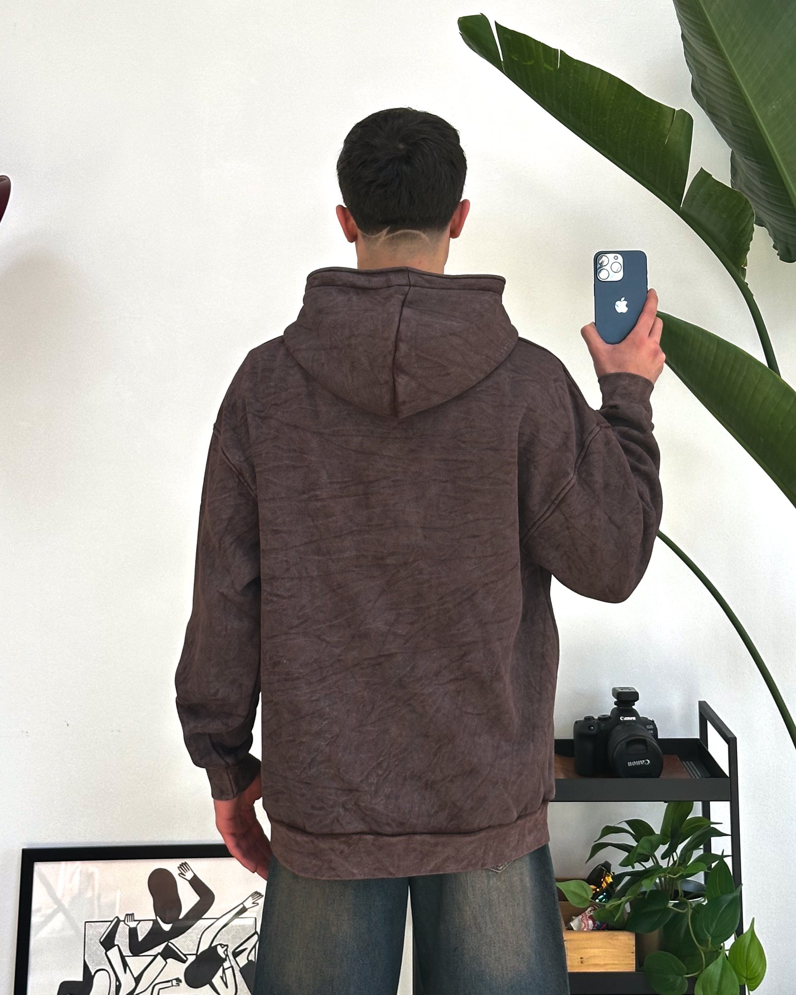 Star Washed Oversize Zip Hoodie