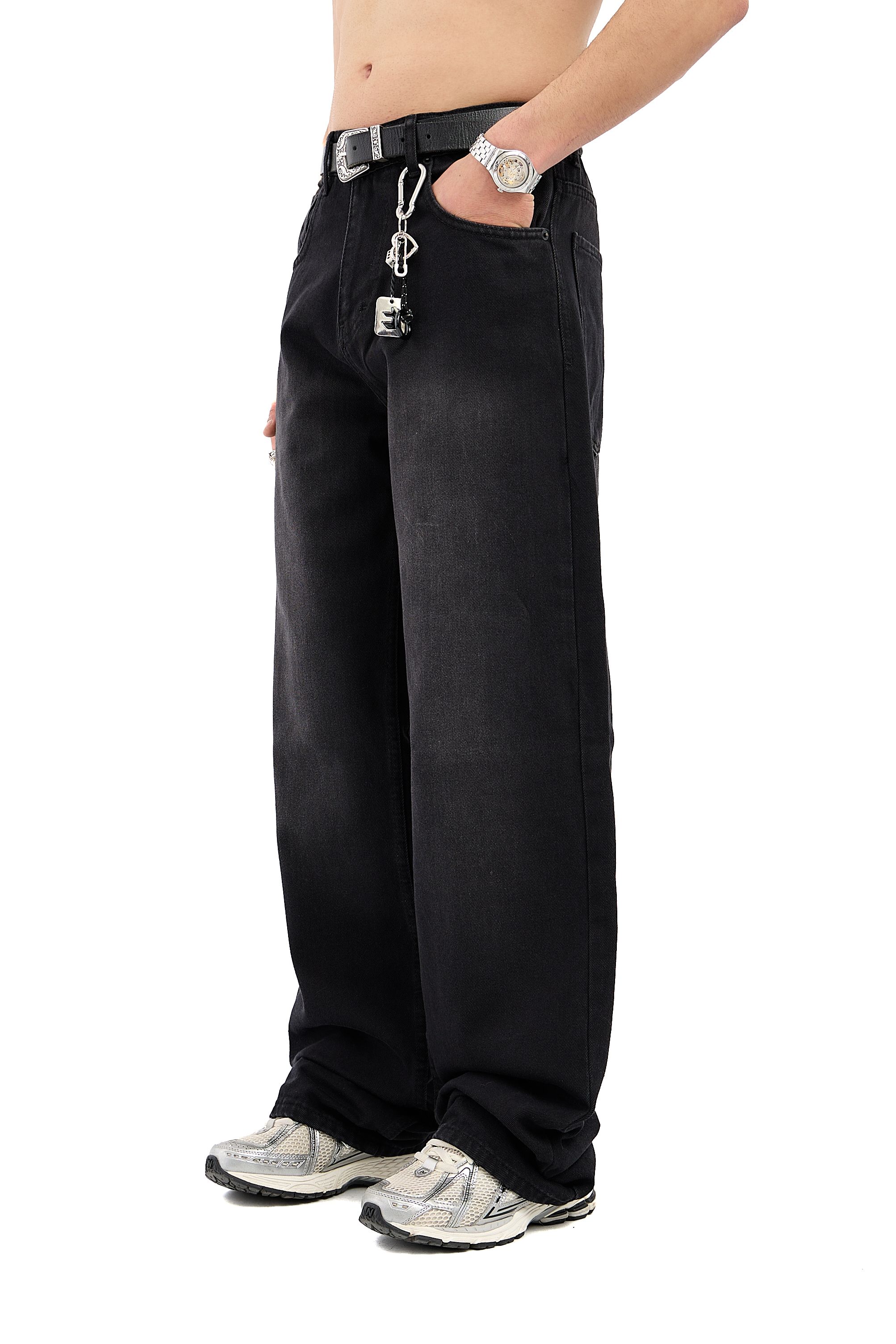 Basic Siyah Super Baggy Jean