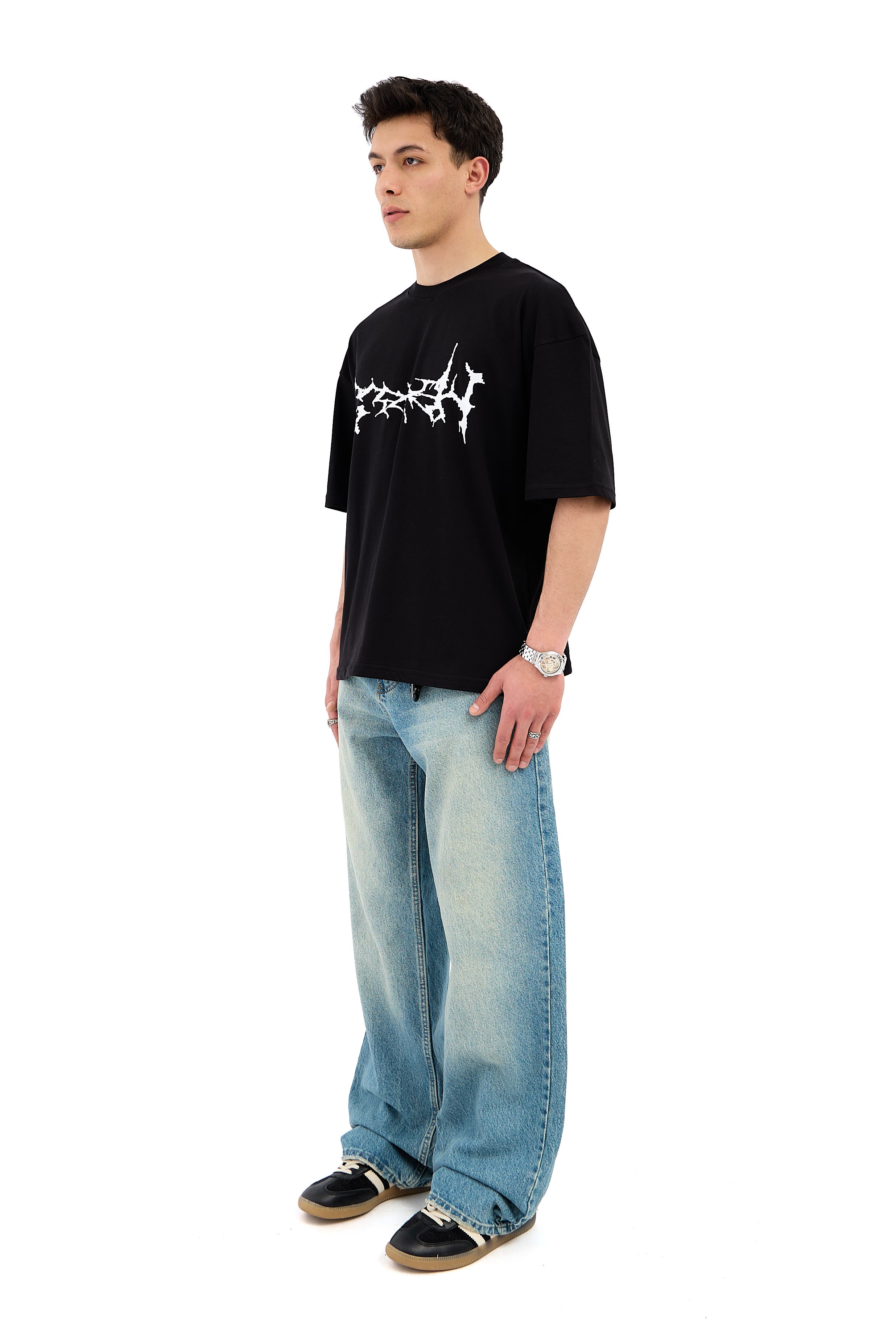 Ghost Baskı Detay Oversize Tişört