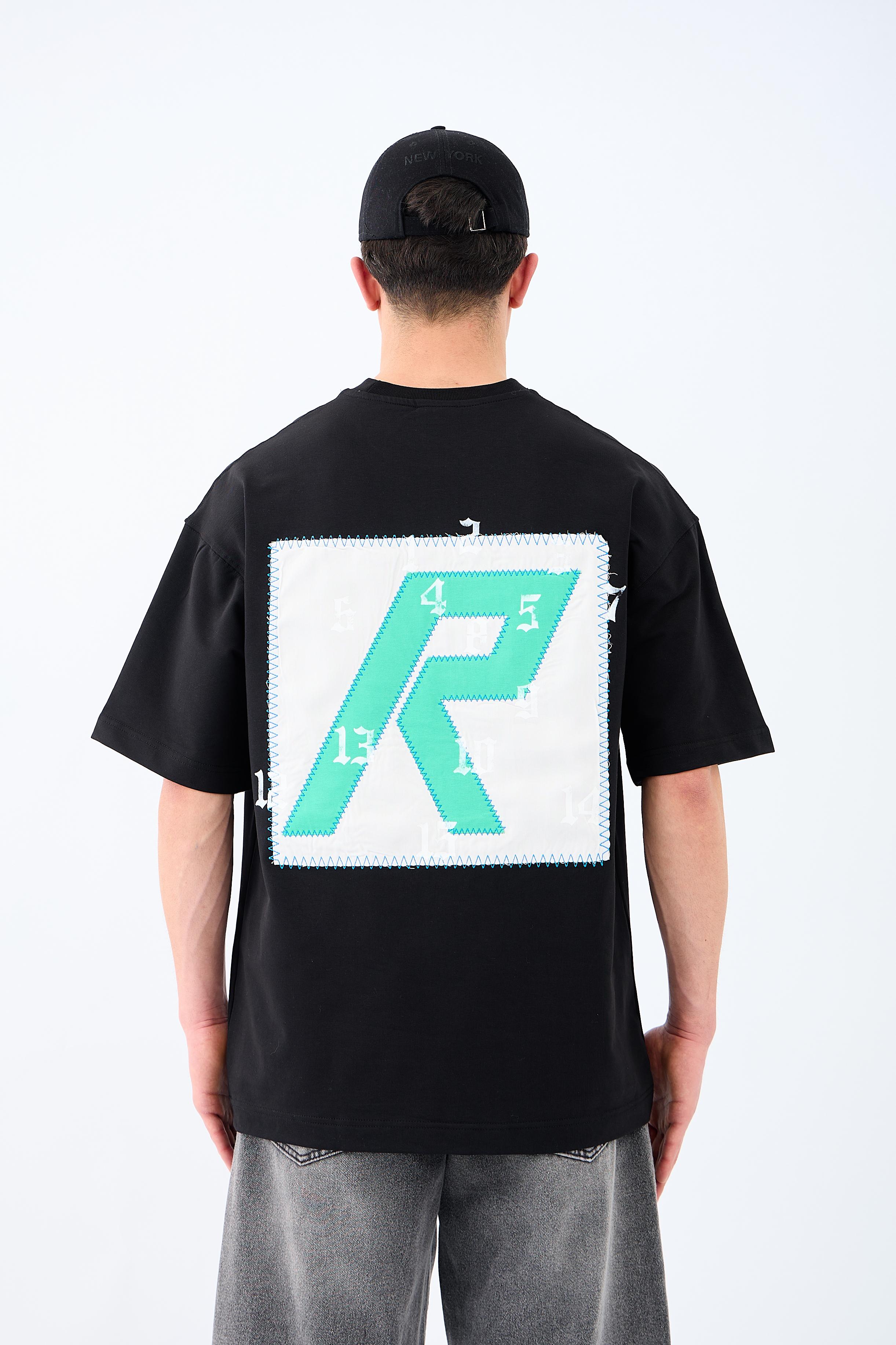 R Harf Nakışlı Premium Oversize Tişört