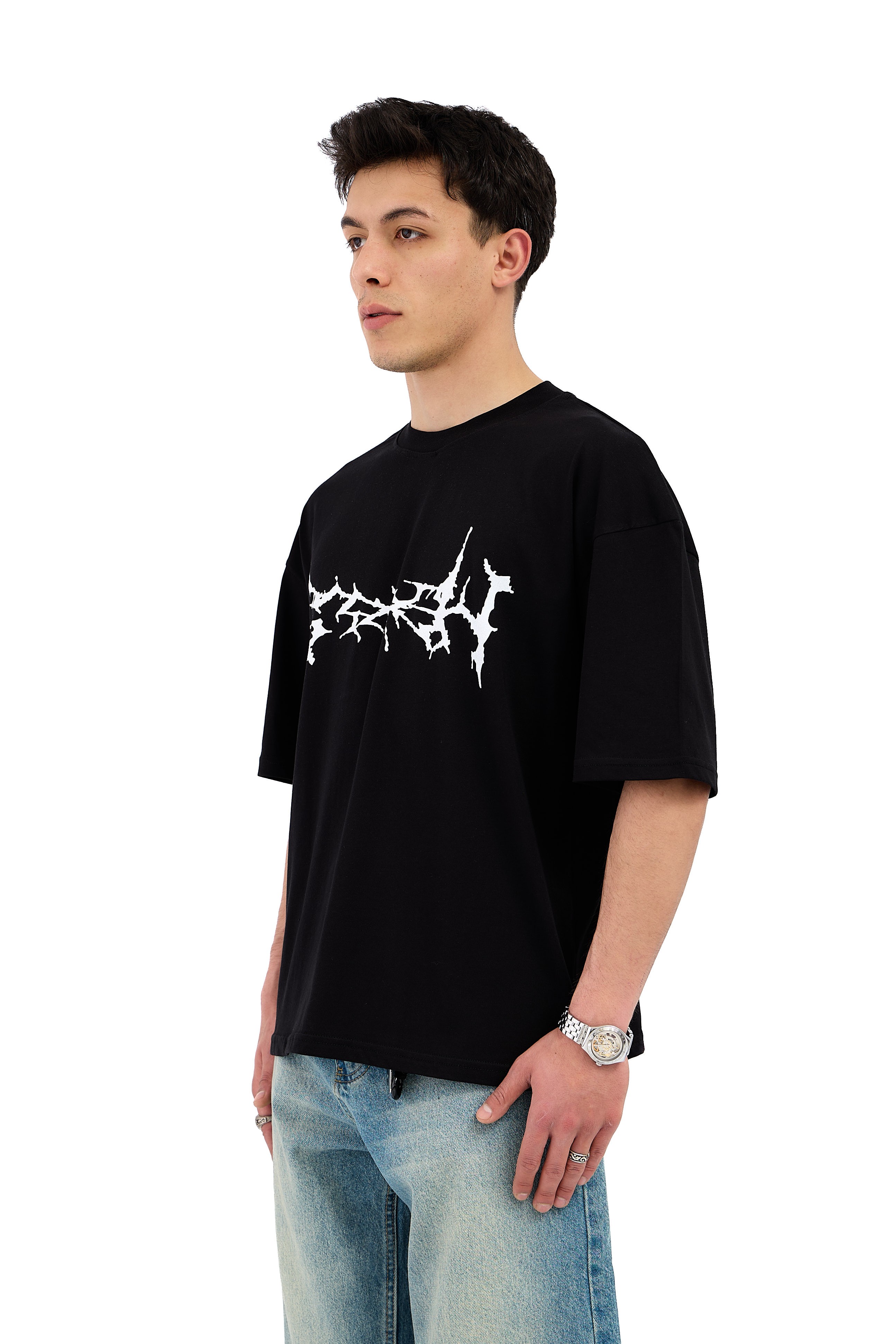 Ghost Baskı Detay Oversize Tişört