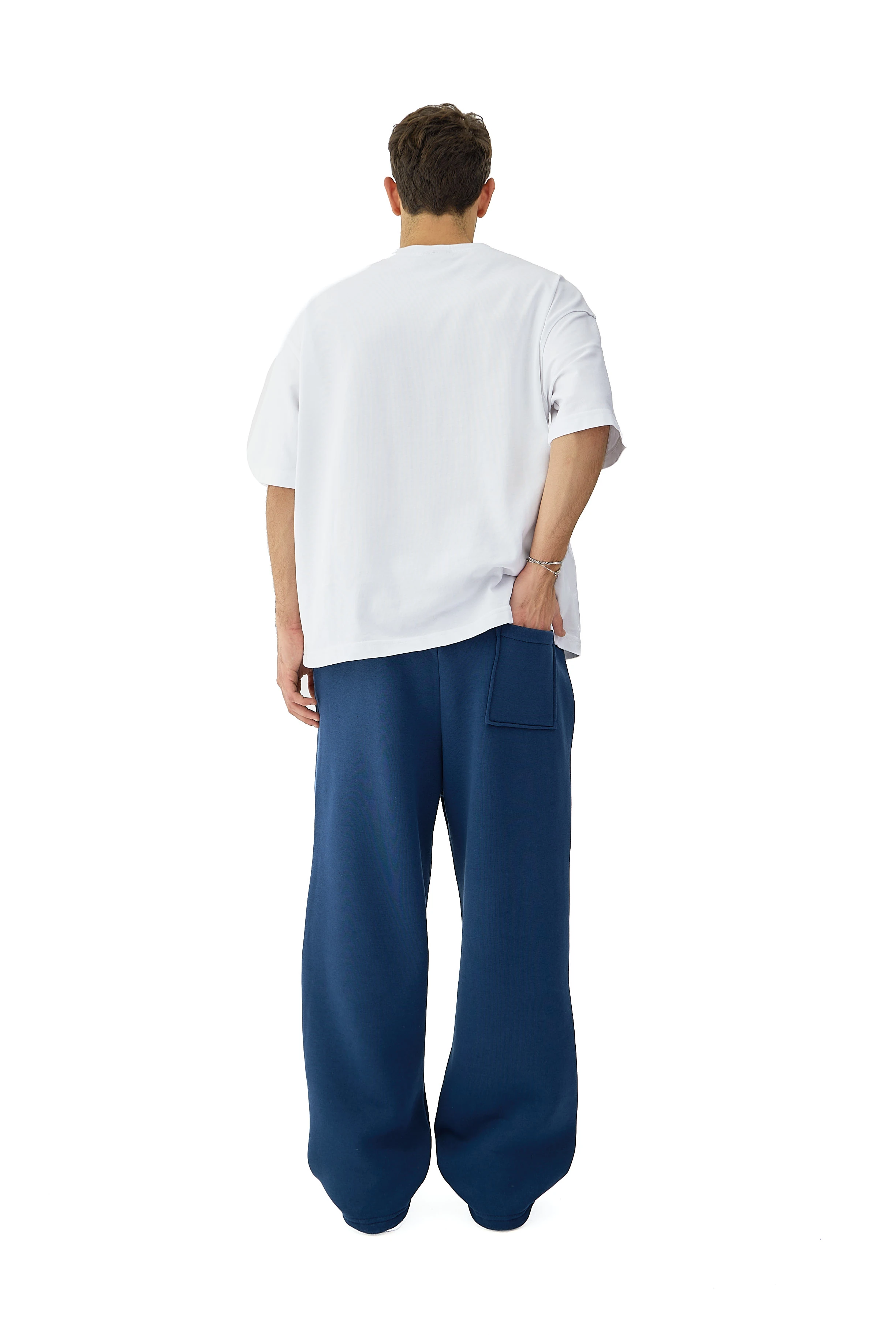 Kışlık Hitup Nakışlı Premium Ayarlanabilir Paça Oversize Eşofman Altı - İNDİGO