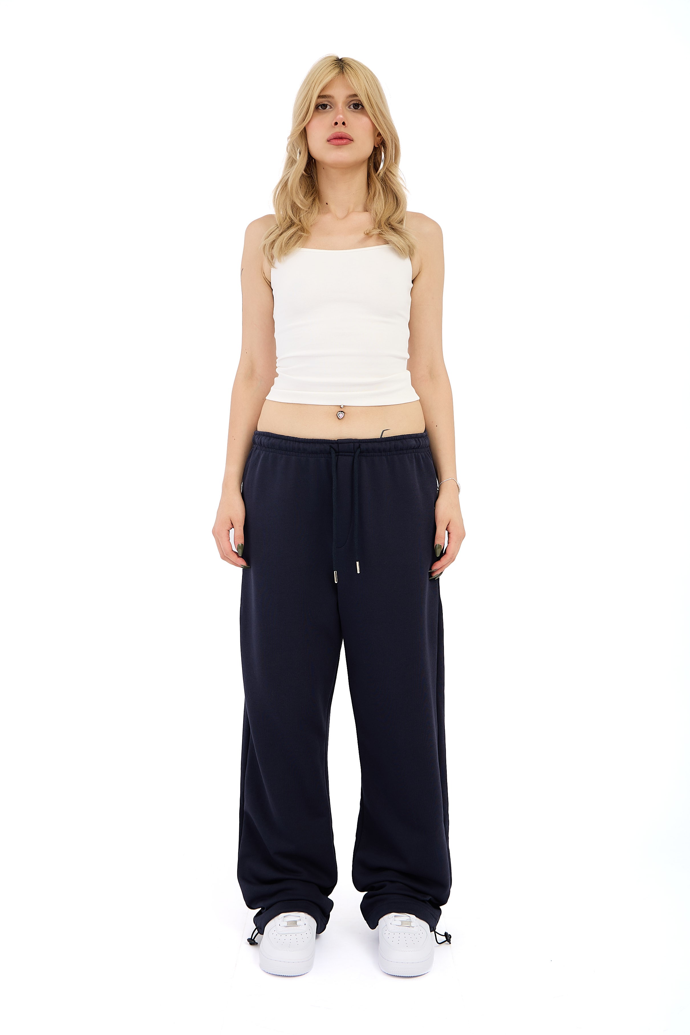  Hitup Premium Basic Ayarlanabilir Paça Oversize Eşofman Altı  - LACİVERT