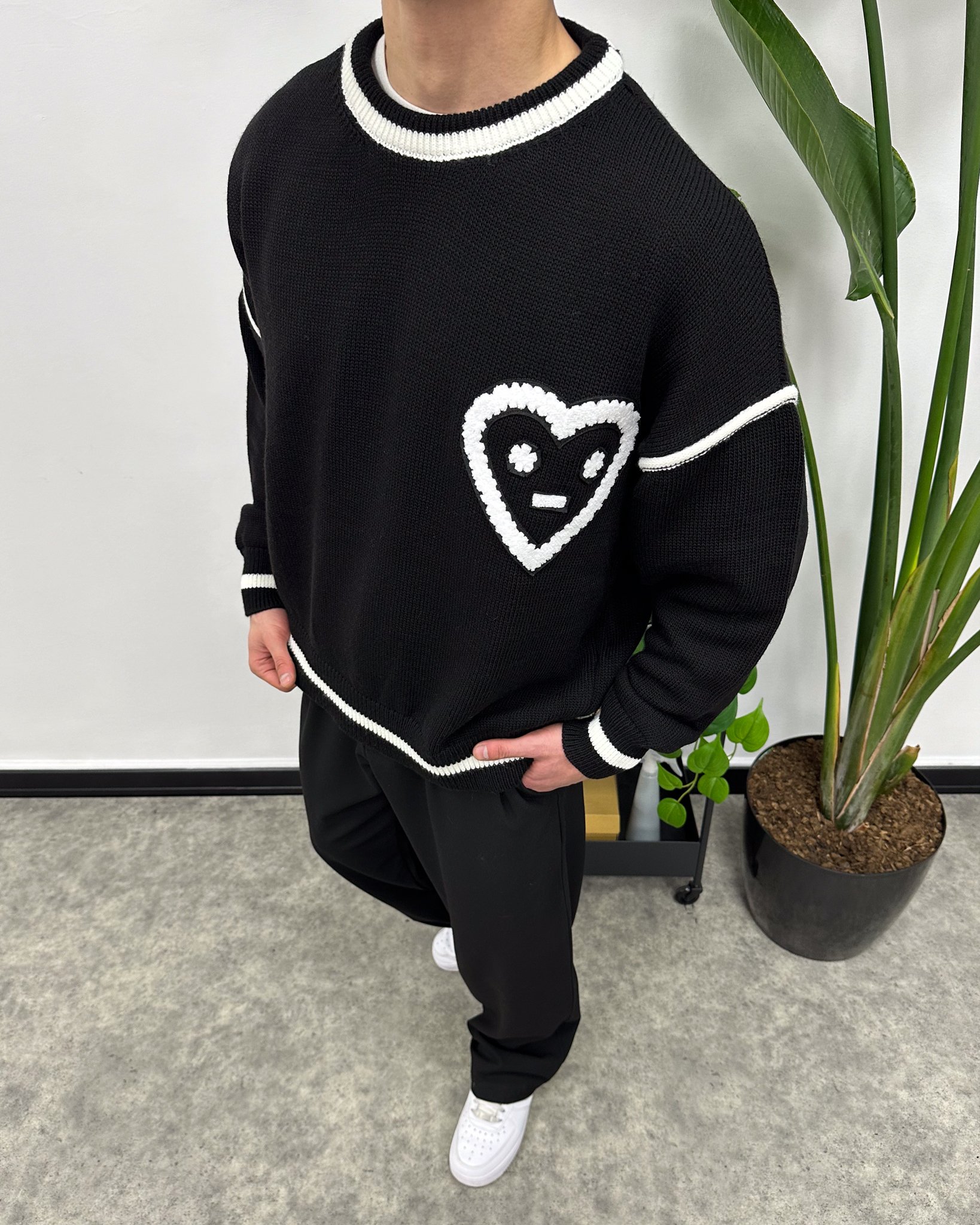 Love Face Nakış Detaylı Premium Oversize Kazak