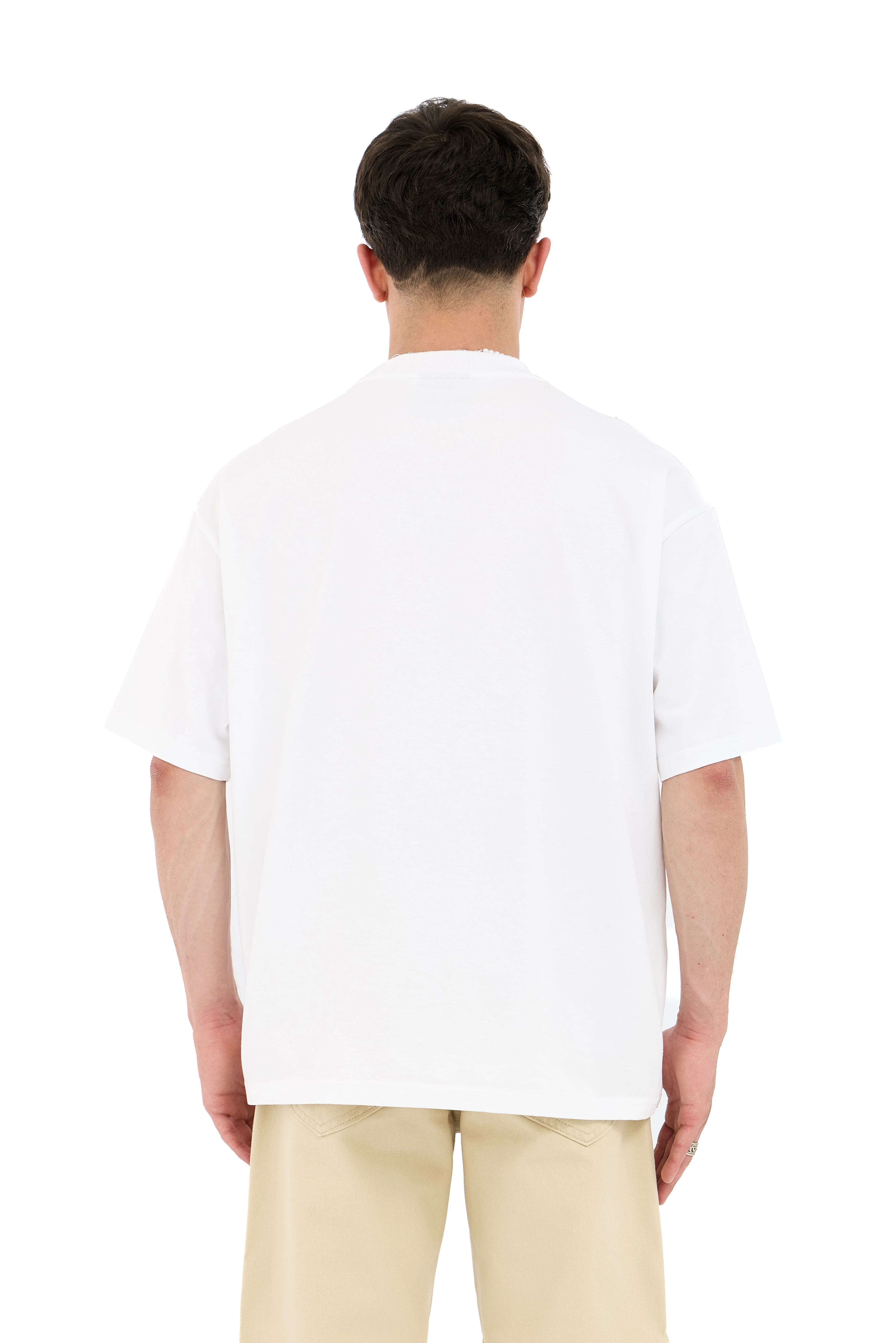 Ağ Detay Ters Dikiş Oversize Tişört