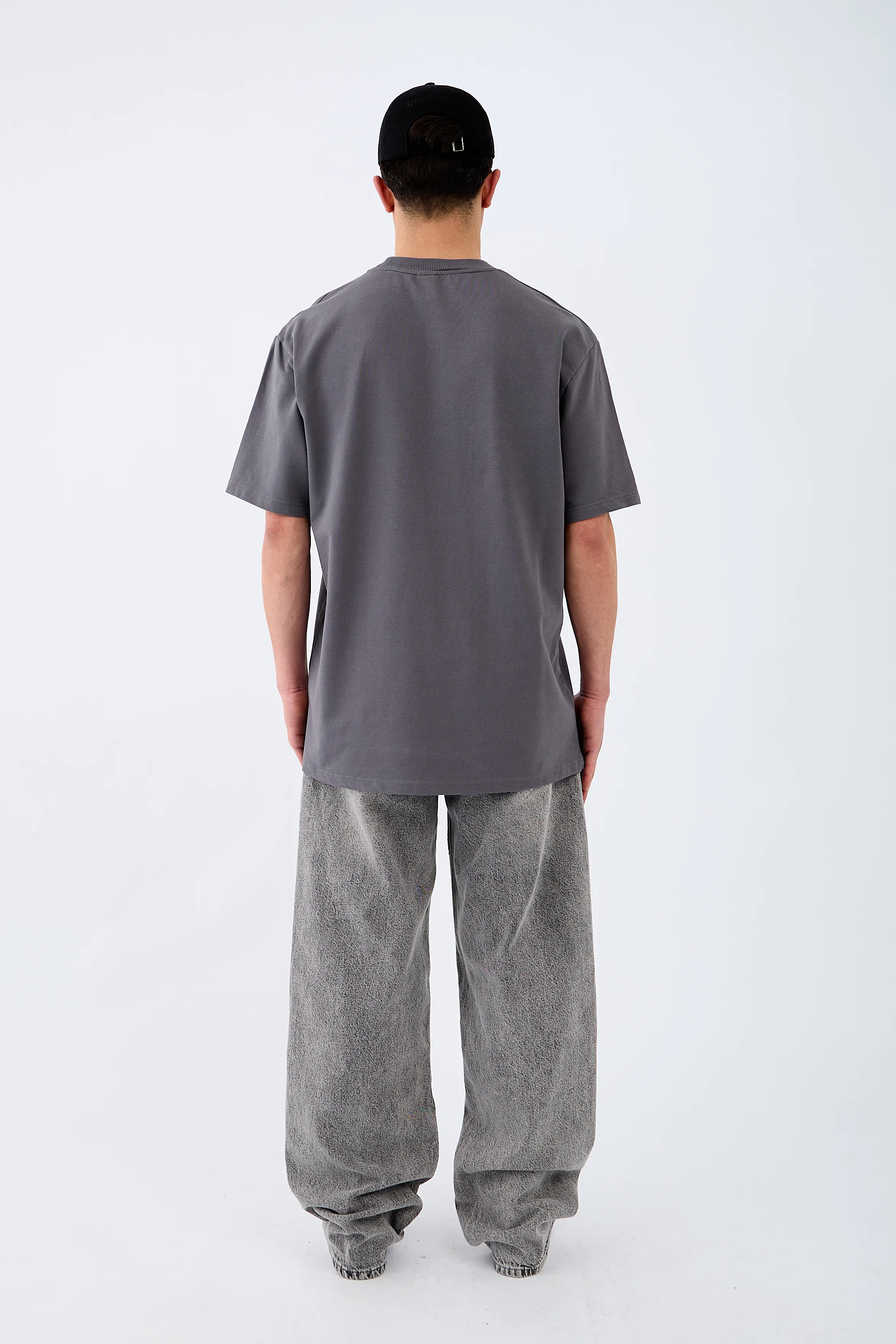 Çizgili Gri Baggy Jean