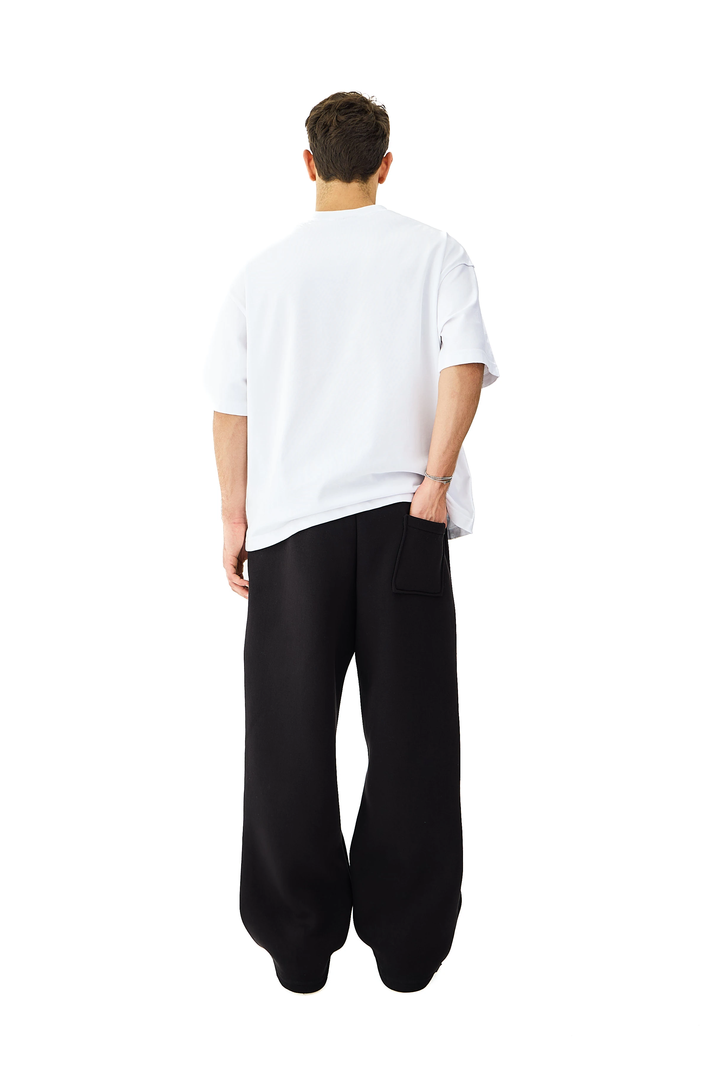 Kışlık Hitup Nakışlı Premium Ayarlanabilir Paça Oversize Eşofman Altı - SİYAH