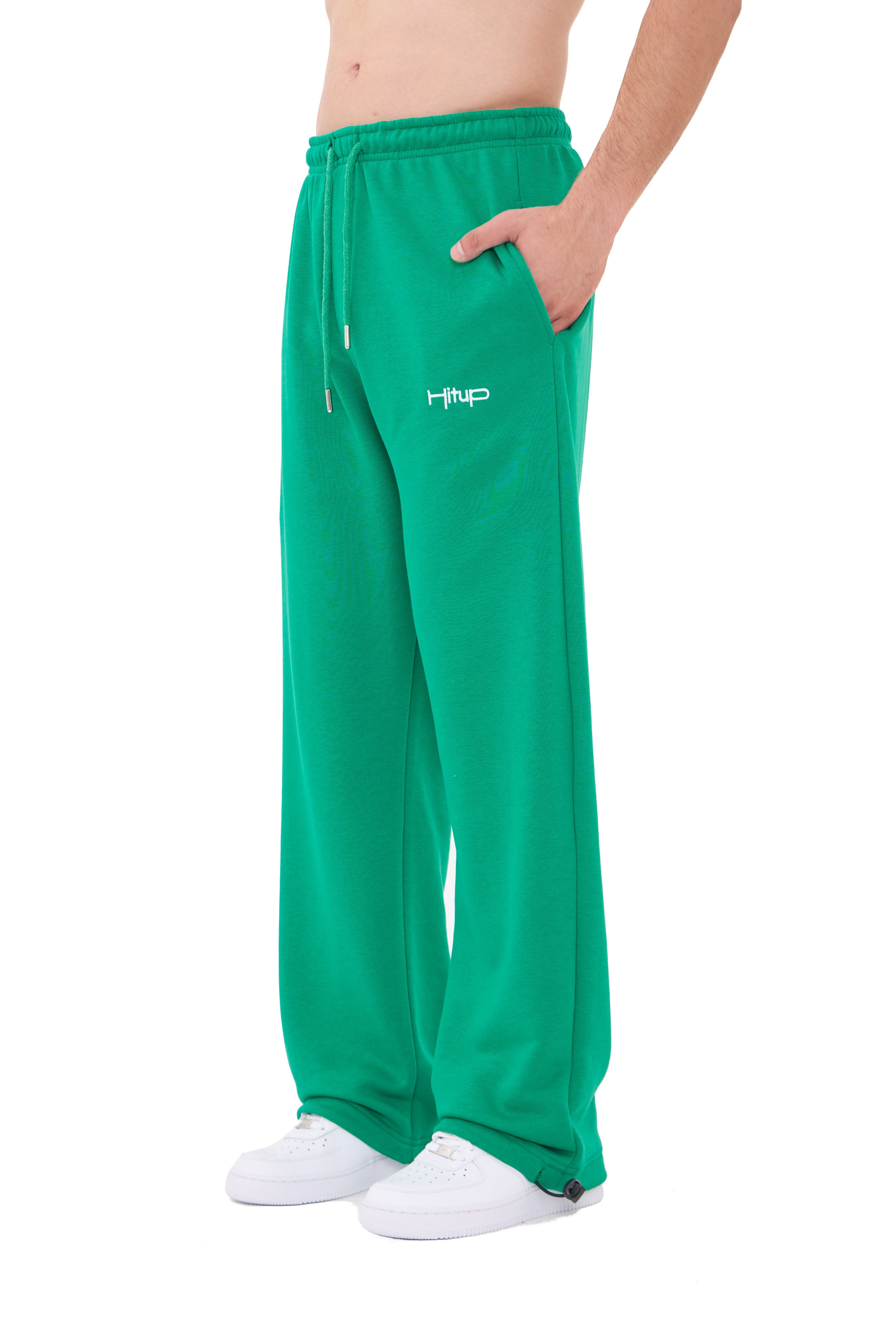 Hitup Nakışlı Premium Ayarlanabilir Paça Oversize Eşofman Altı  - YEŞİL