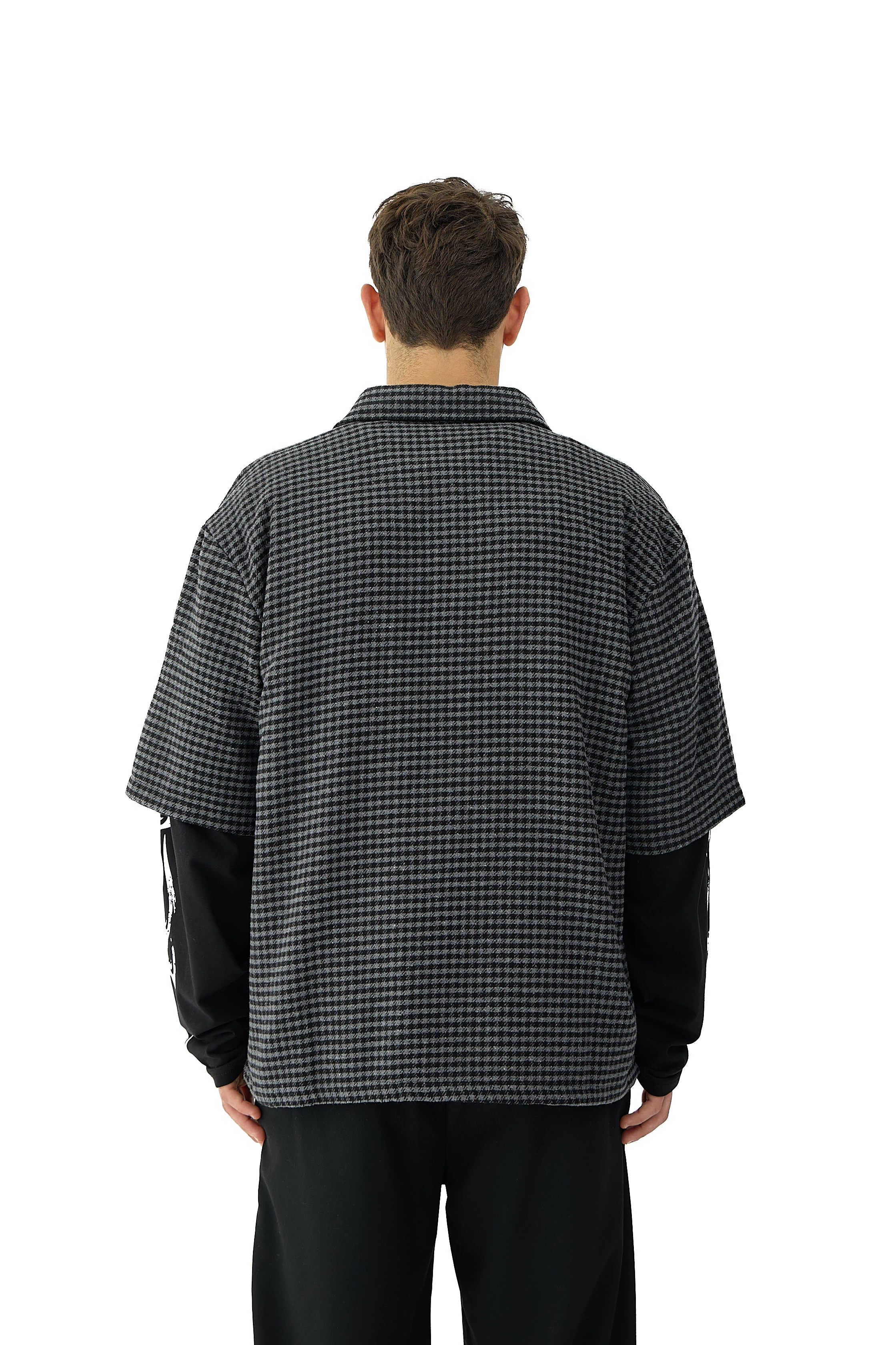 Race Nakış & Tribal Baskı Detaylı Ekoseli Longsleeve Gömlek