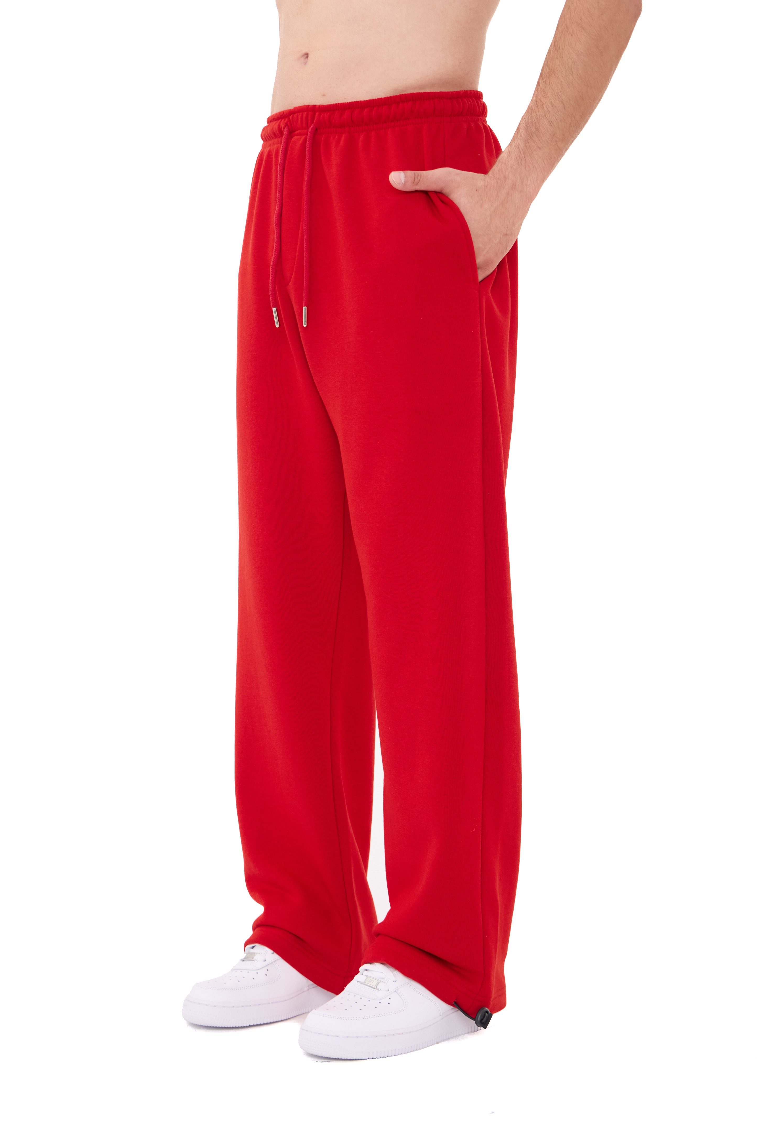  Hitup Premium Basic Ayarlanabilir Paça Oversize Eşofman Altı  - KIRMIZI