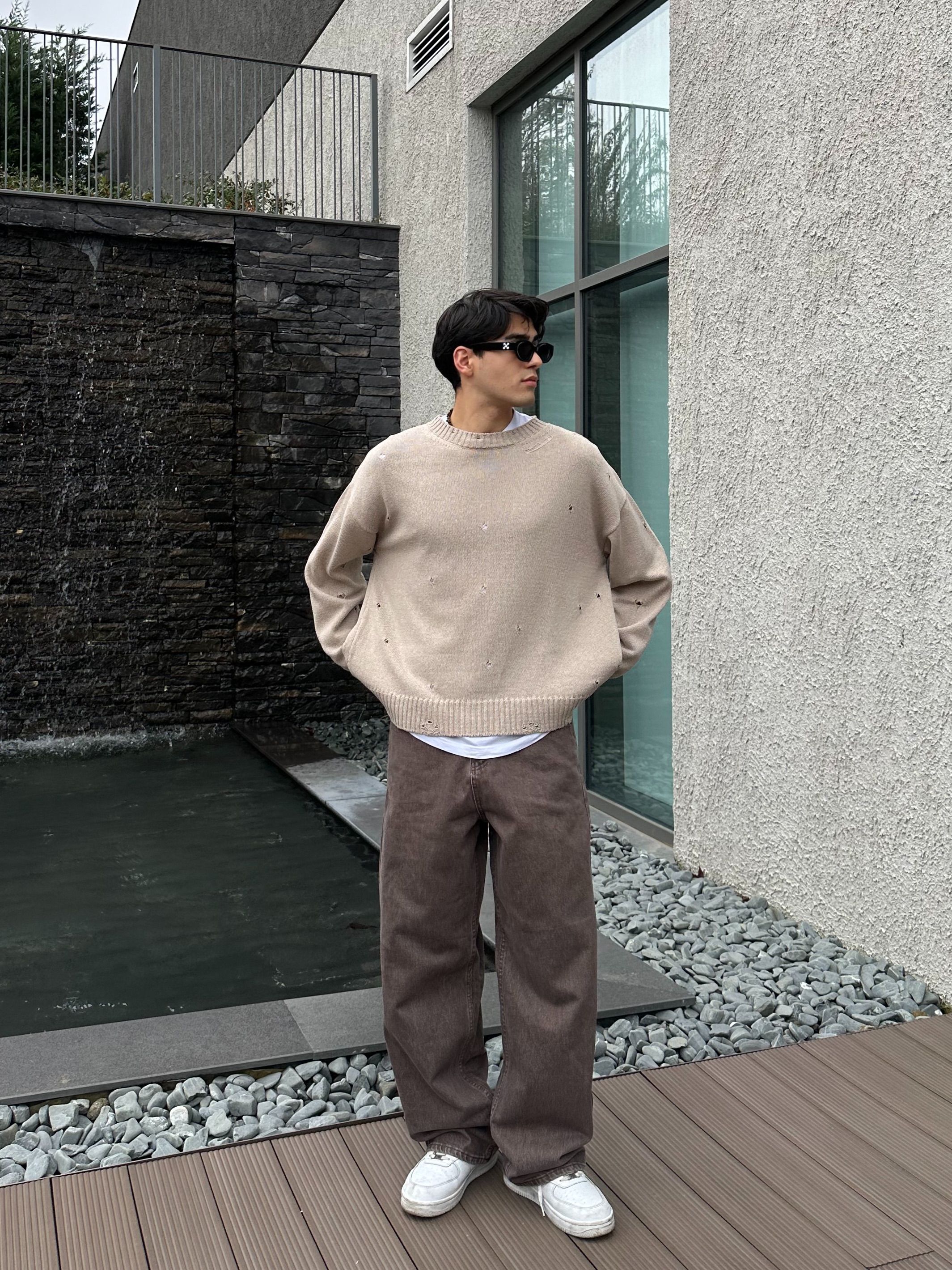 Fashion Detaylı Triko Kazak - VİZON